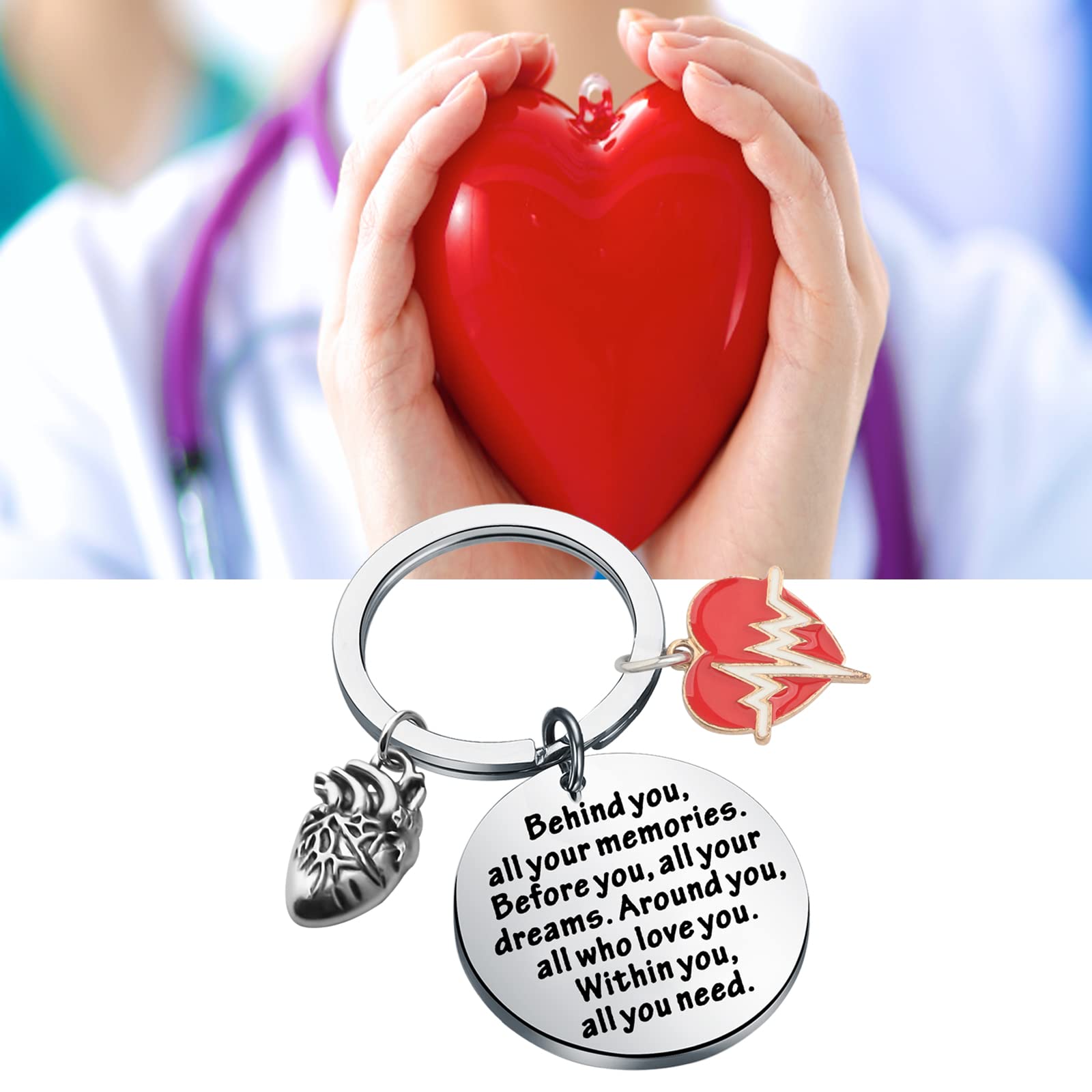 FEELMEM CHD Awareness Keychain - Congenital Heart Defect Gift for Survivors & Supporters - Heart Warrior Jewelry for Everyday Carry & Awareness Events