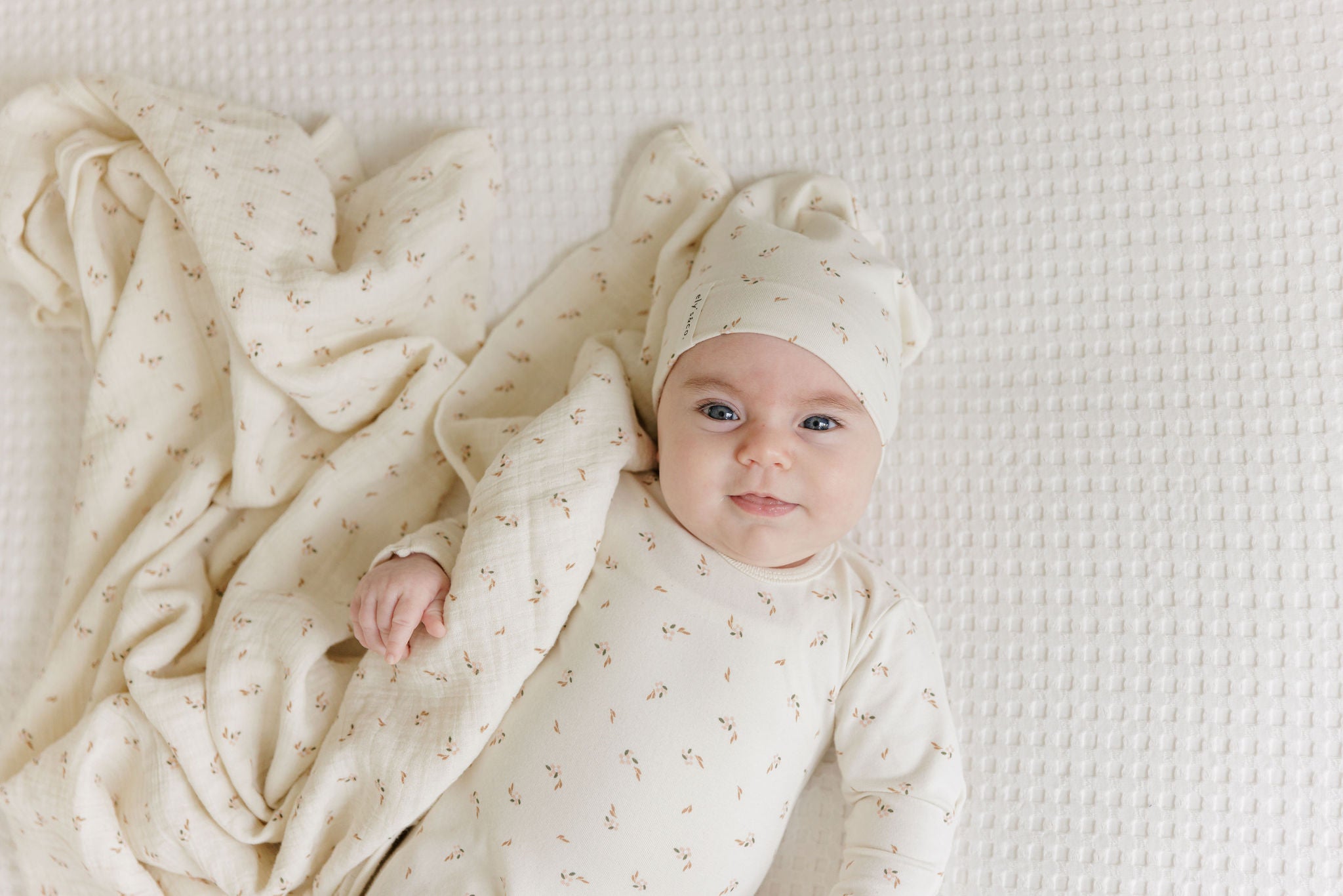 Ely's & Co Floral Printed Ivory Muslin Swaddle Blanket - Soft Baby Wrap for Newborns, Infants & Toddlers - Perfect for Swaddling, Nursing, Stroller & Car Seat Cover