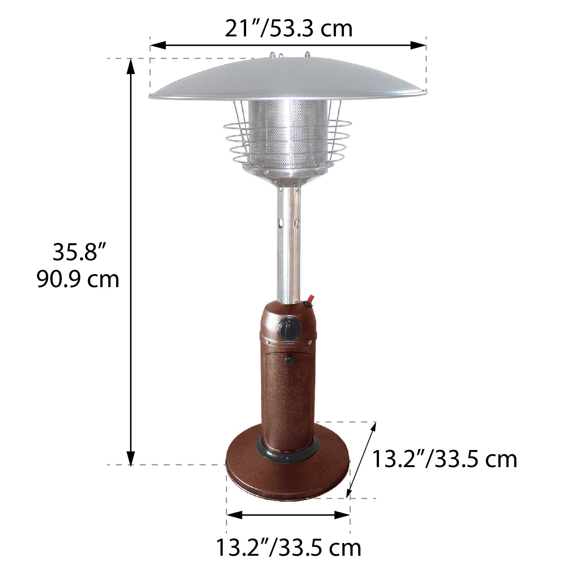 Paramount 11,000 BTU Table Top Propane Patio Heater - Mocha Brown Outdoor Heater for Deck, Garden, and Restaurant Use