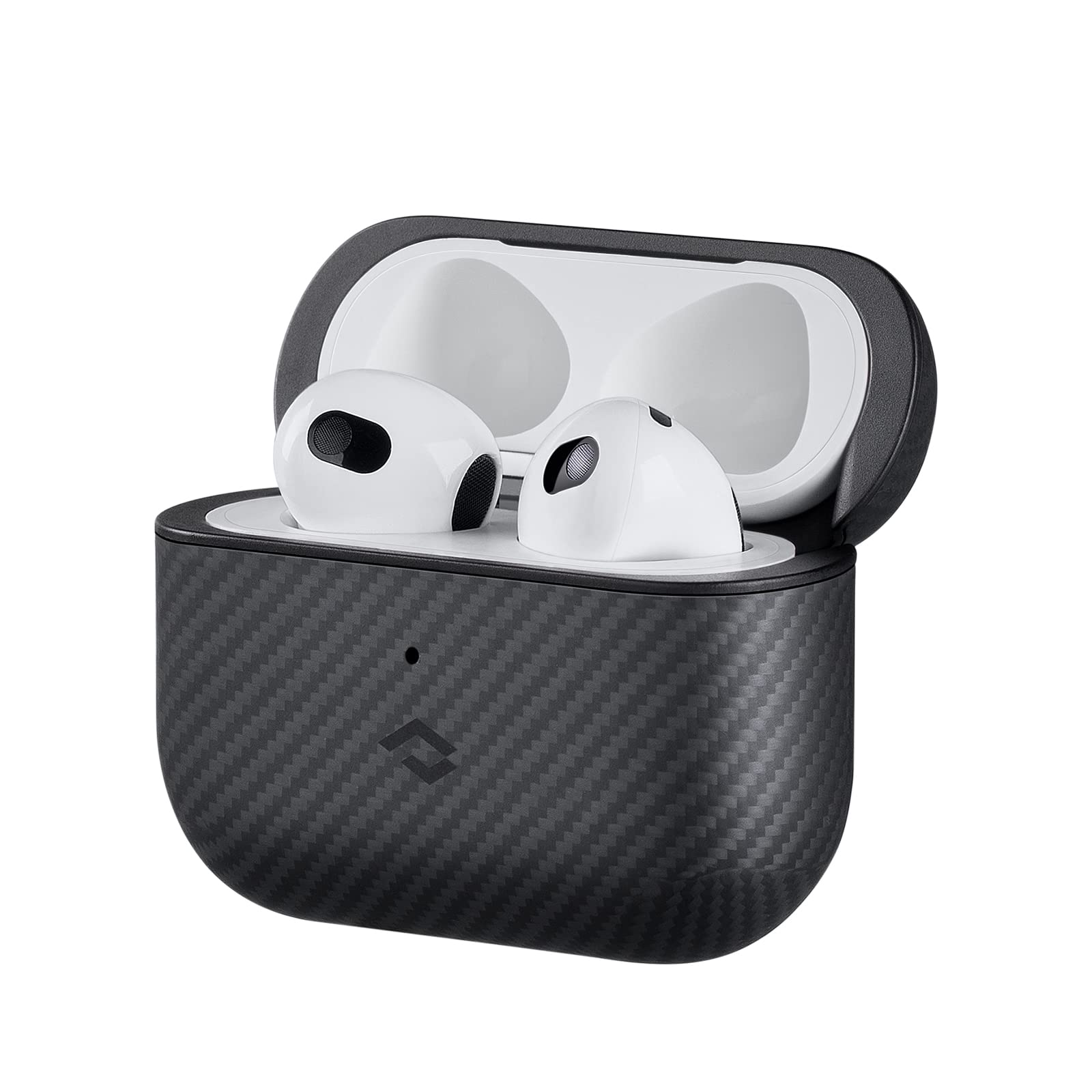 PITAKA MagEZ Case for AirPods 3rd Generation - Ultra Slim Shockproof Protective Cover with MagSafe Compatibility | 600D Aramid Fiber | Black/Grey (Twill) | Perfect for Gym, Travel & Everyday Use
