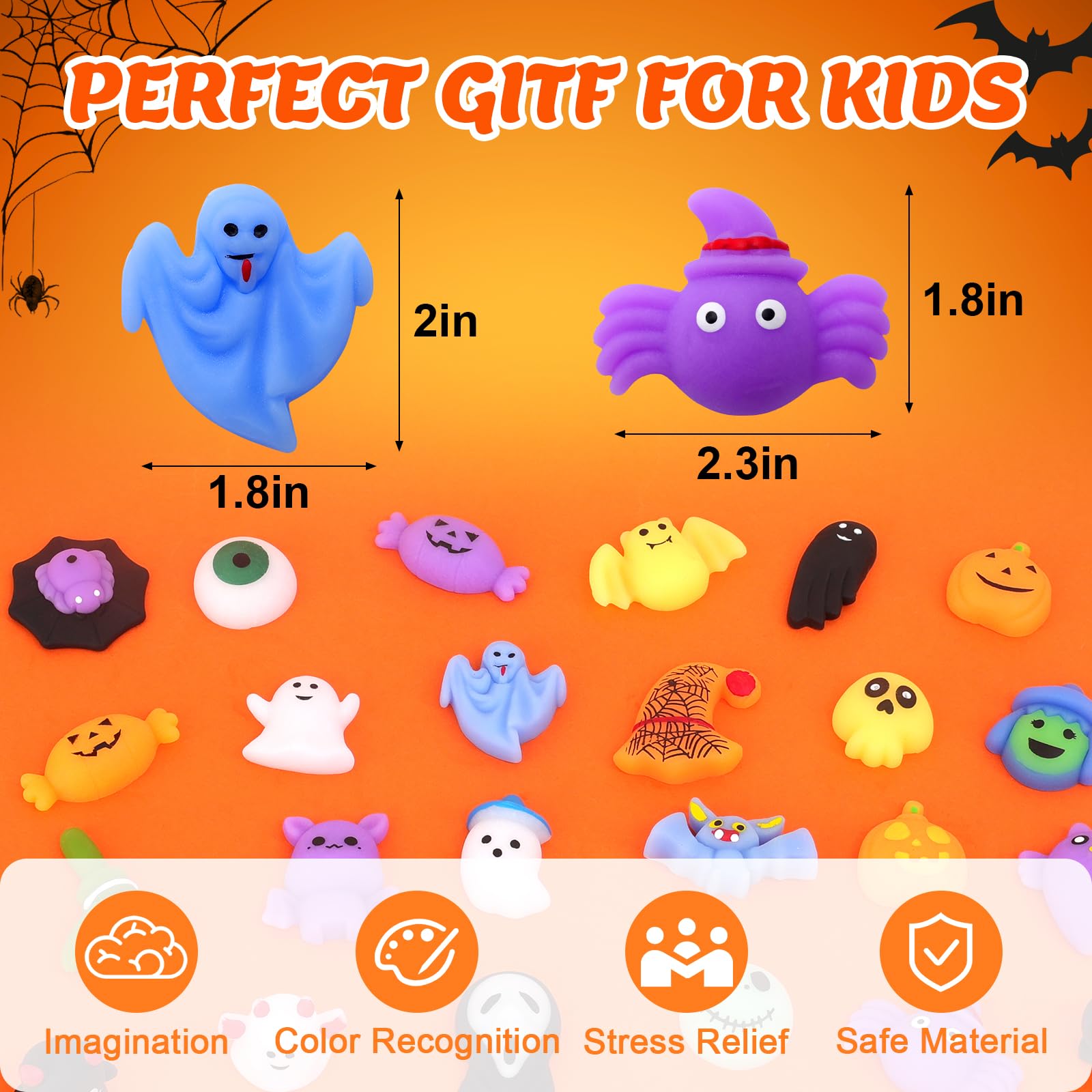 Halloween Mochi Squishy Toys 30Pcs - Kids Party Favors & Stress Relief for Halloween Treats