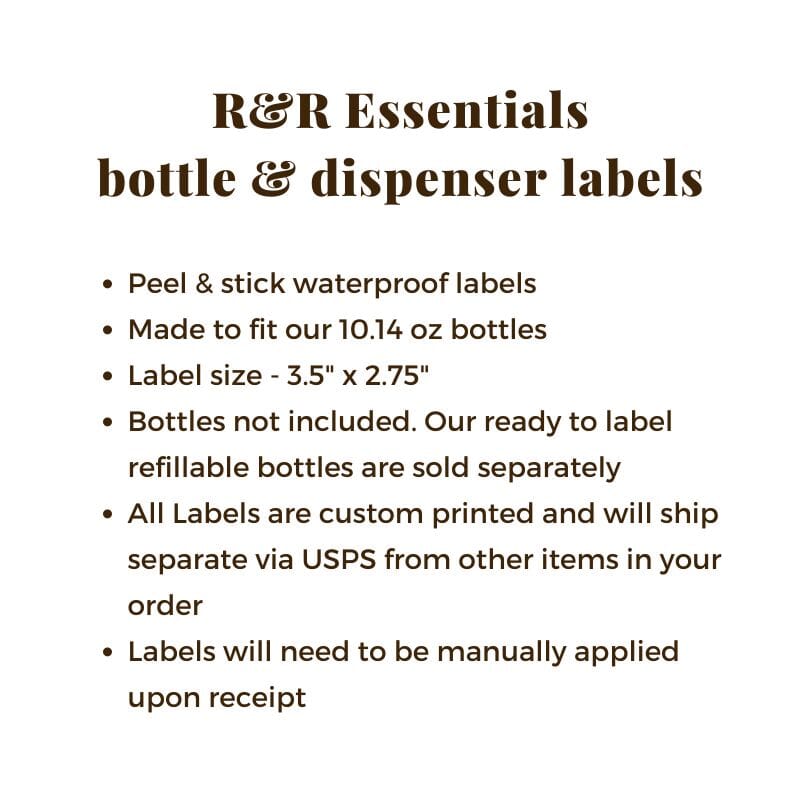 Waterproof Label Stickers for Dispensers & Pump Bottles - Durable, Removable & Water-Resistant Labels for Organizing Bathroom, Kitchen & Cleaning Supplies