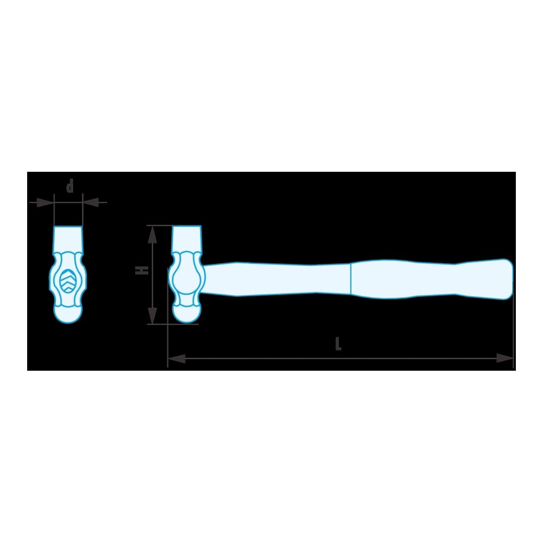 Facom 202H.1/4SR Adf Round-Head Hammer 230g - Professional Steel Hammer for Carpentry, Metalwork & DIY Projects - Perfect for Construction, Home Repair and Workshop Use