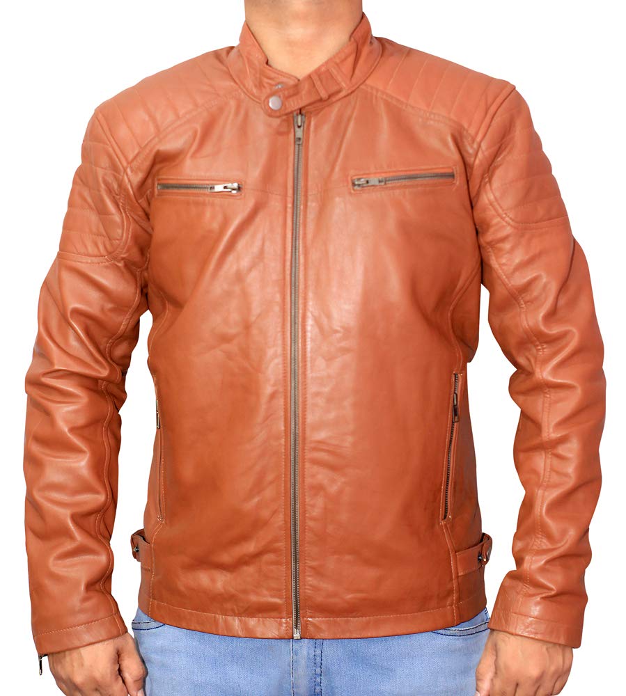 Stylish Men's Genuine Sheepskin Leather Jacket - Quilted Biker Style Motorcycle Jacket for Men VM1921805 | Perfect for Riding, Casual Outfits & Winter Fashion