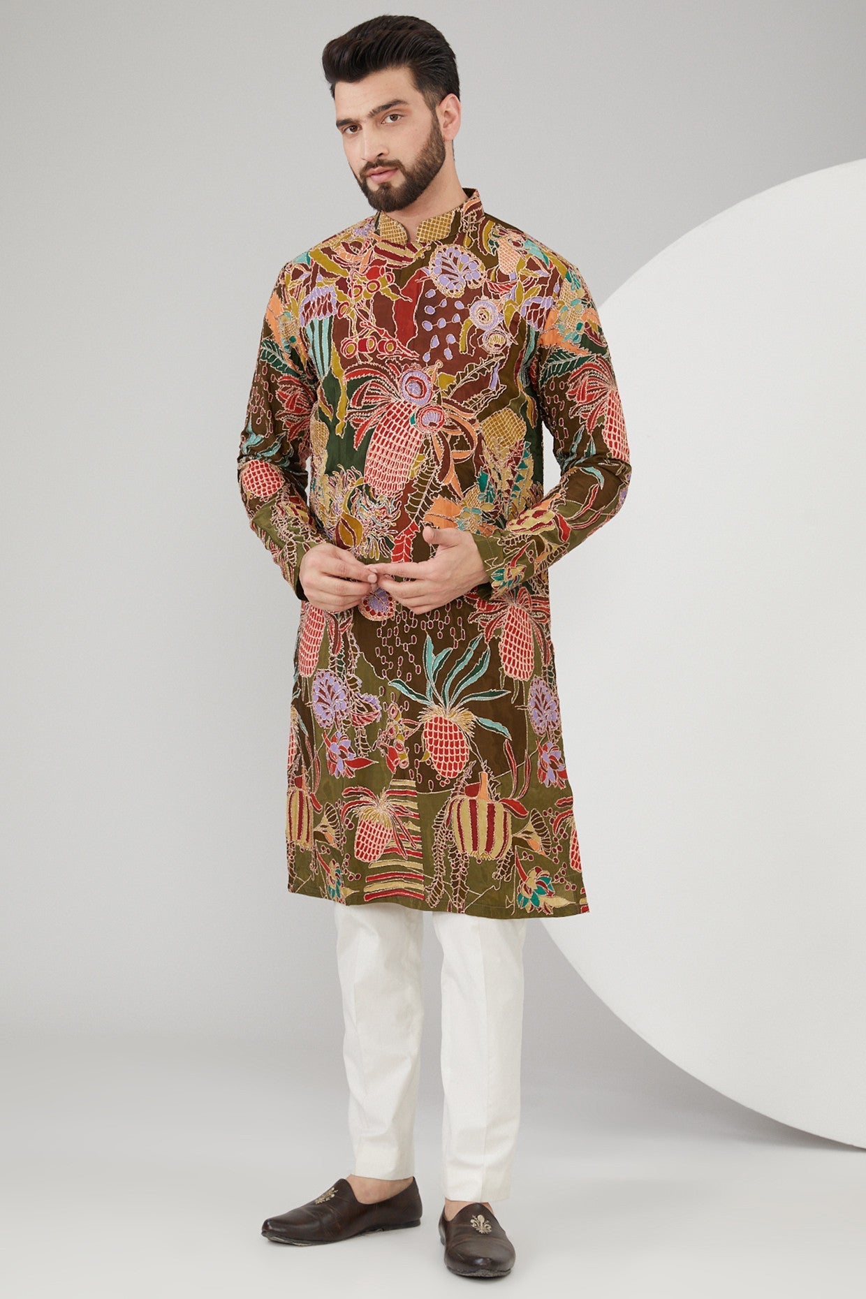 Mehendi Green Abstract Embroidered Kurta for Women | Indian Ethnic Dress | Party Wear & Festive Occasions