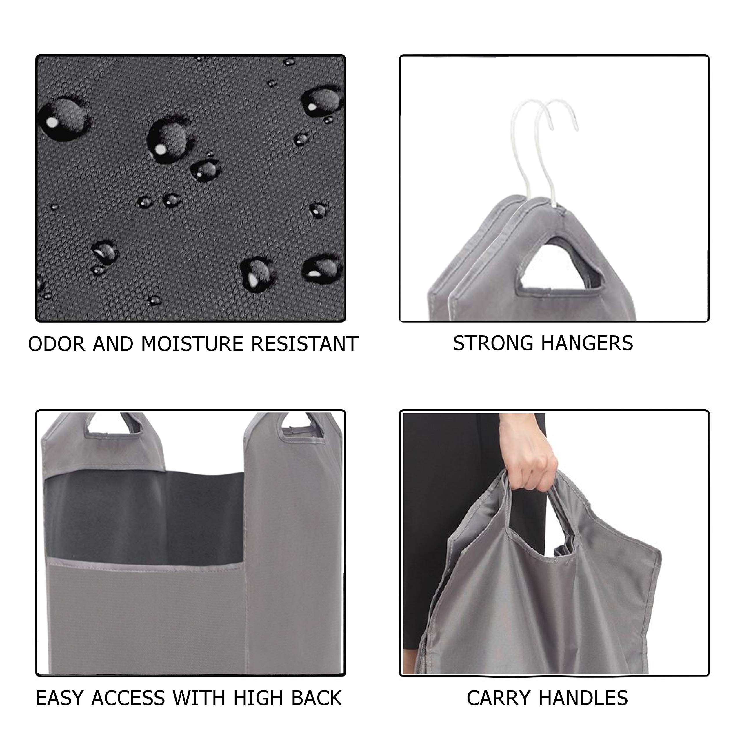 Heavy Duty Hanging Laundry Hamper Bag - Space Saving Closet Organizer with 2 Strong Metal Hangers for Bedroom, Bathroom & Dorm - The Fine Living Co.