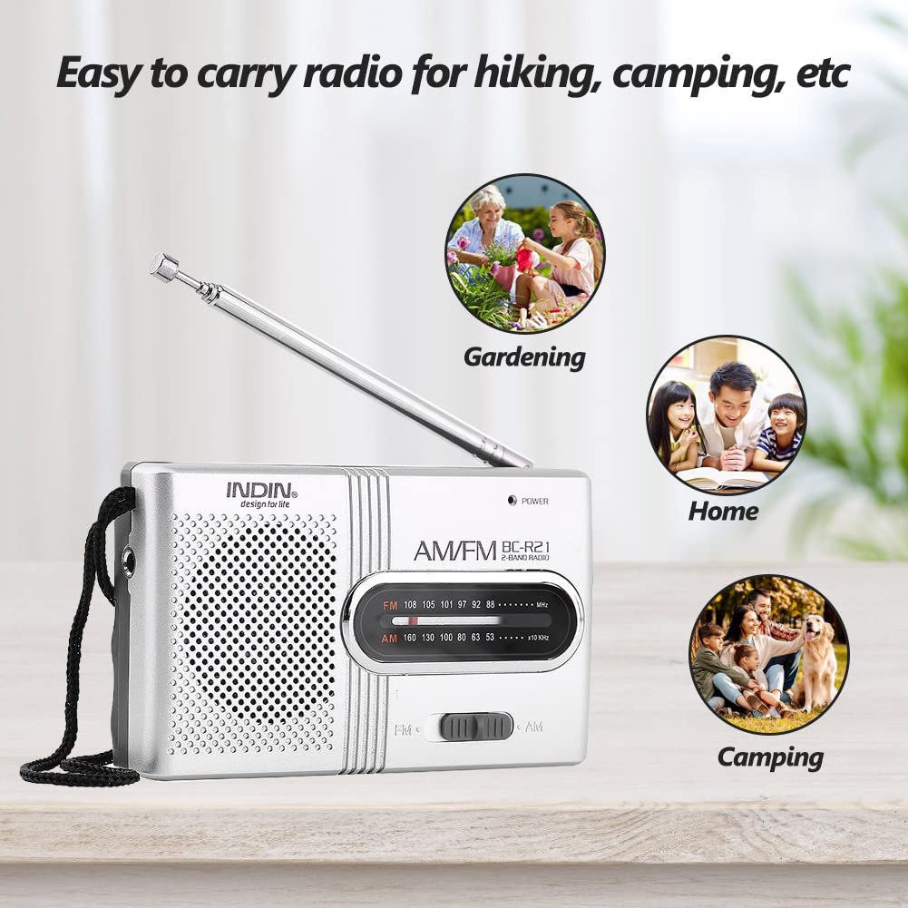 Portable AM/FM Battery Operated Mini Radio with Telescopic Antenna - Built-in Speaker & 3.5mm Headphone Jack - High-Performance Receiver for Camping, Travel & Emergency Use