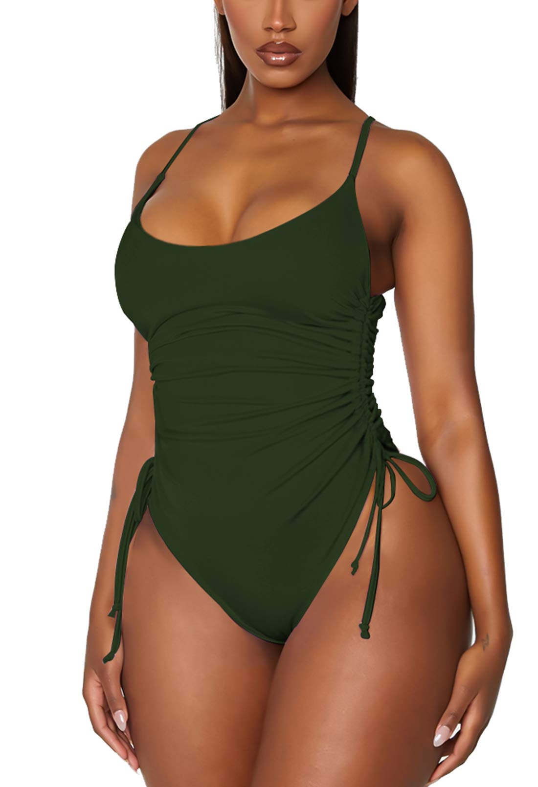 AOHITE Women's One Piece Ruched Backless Swimsuit - Tummy Control Monokini Bathing Suit for Beach, Pool & Vacation | Sexy Summer Swimwear