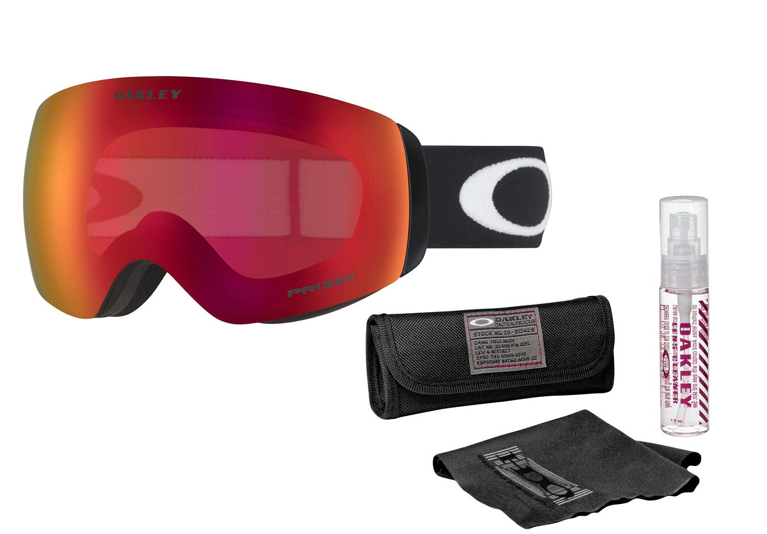 Oakley Flight Deck XM Snow Goggles - Matte Black Frame with Prizm Torch Iridium Lens - Includes Lens Cleaning Kit - Perfect for Skiing & Snowboarding