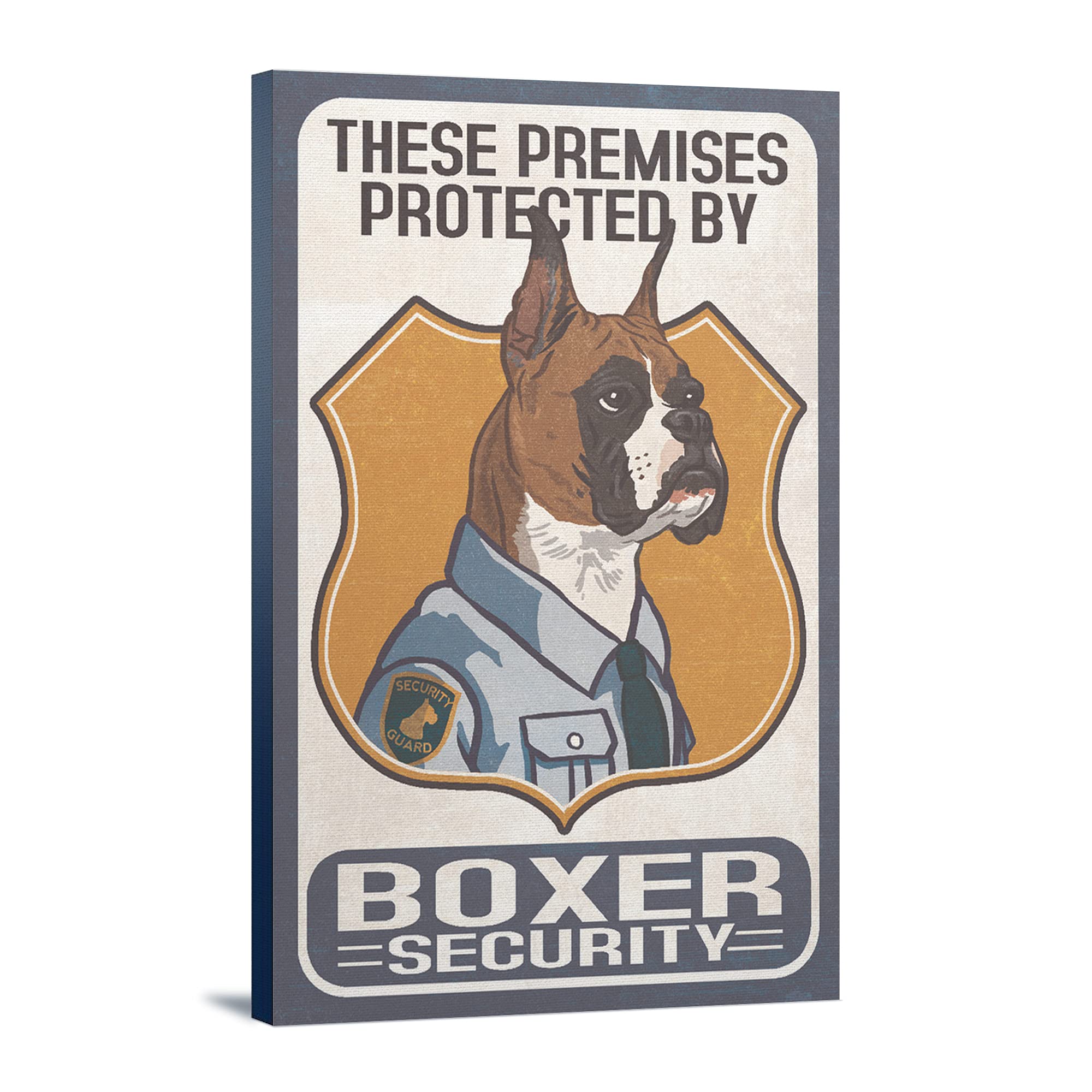 Lantern Press Boxer Security Dog Sign - 16x24 Wrapped Canvas Wall Art for Home & Office Decor | Perfect for Dog Lovers, Pet Stores & Veterinary Clinics