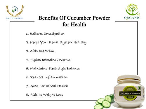 RAINTECH HERBALS Organic Cucumber Powder for Skin Care – 100g – Natural, Antioxidant-Rich, Hydrating & Brightening, Soothing Anti-Aging Treatment, Acne Relief, Chemical-Free – Perfect for DIY Face Masks, Toners & Skincare Routines