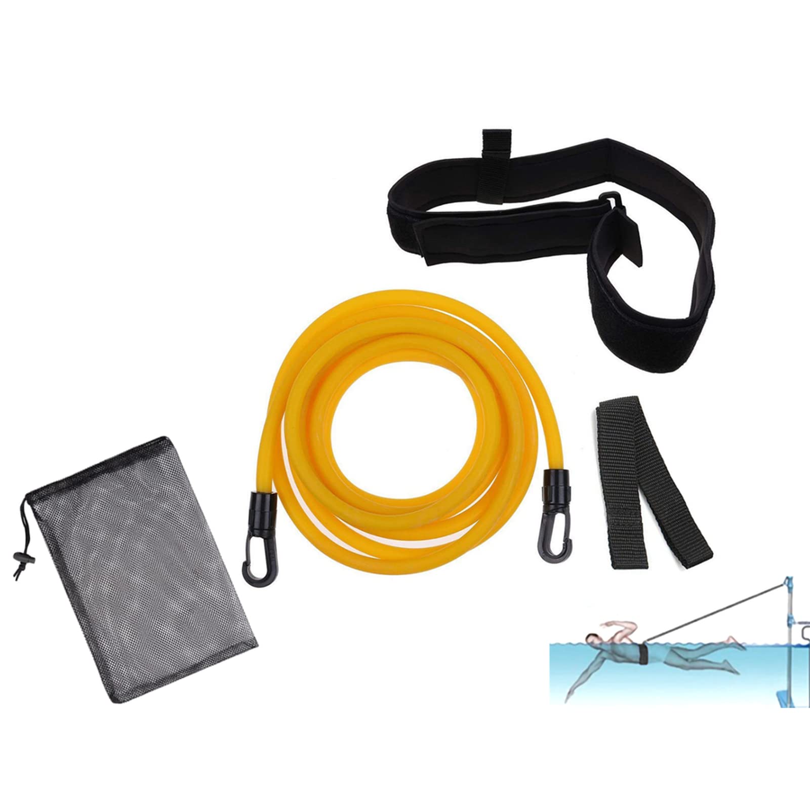 **Swim Belt with Elastic Rope - Adjustable Resistance Strength Training Equipment for Swimming & Fitness - Portable Swim Training Harness for Pool, Open Water & Home Workouts**