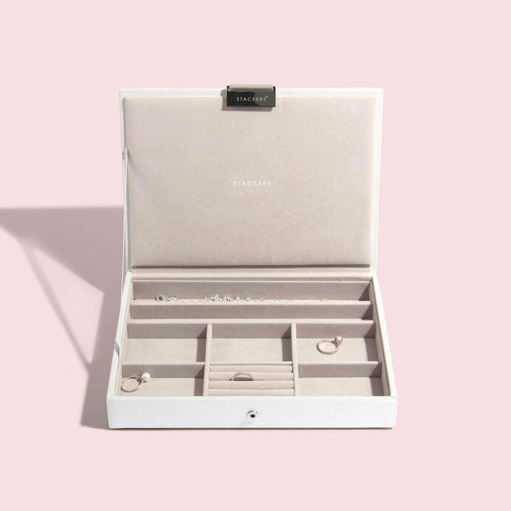 Stackers Classic Jewelry Tray Set - White Organizer for Rings, Earrings & Necklaces | Perfect for Vanity, Dresser & Travel Jewelry Storage