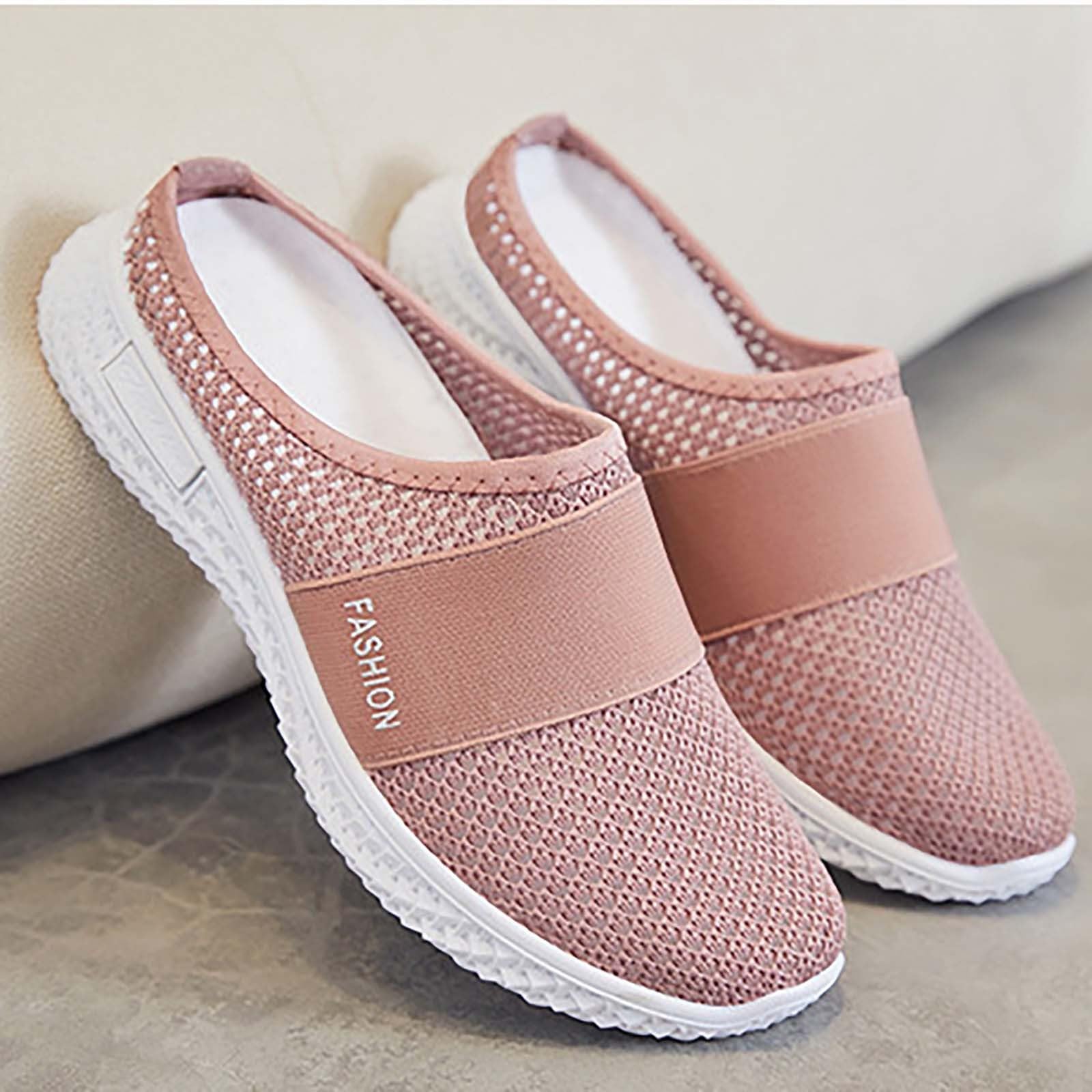 **Women's & Men's Breathable Mesh Slip-On Sneakers - Backless Walking Shoes for Summer, Casual Dress & Tennis - Waterproof Platform Cross Trainer for Gym, Work & Travel**