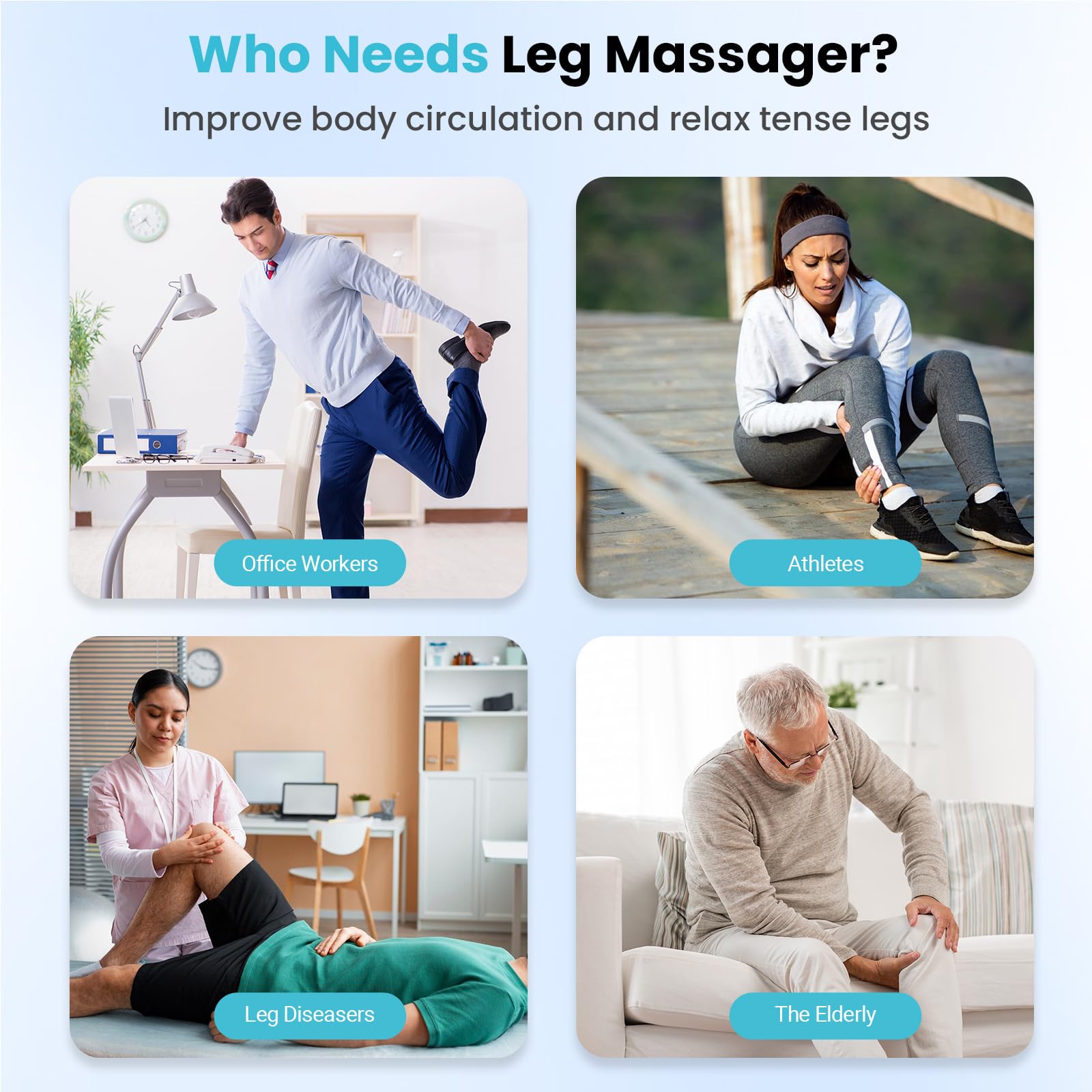 Heated Leg Massager for Circulation & Pain Relief - FSA/HSA Eligible Air Compression Massage for Muscle Fatigue, Cramps, Swelling & Edema - Perfect Christmas Gift for Parents - Ideal for Home Use, Office Relaxation & Post-Workout Recovery