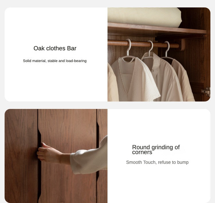Solid Oak Wood Modern Wardrobe - Stylish & Durable Closet for Bedroom, Walk-In Closet, or Guest Room Storage