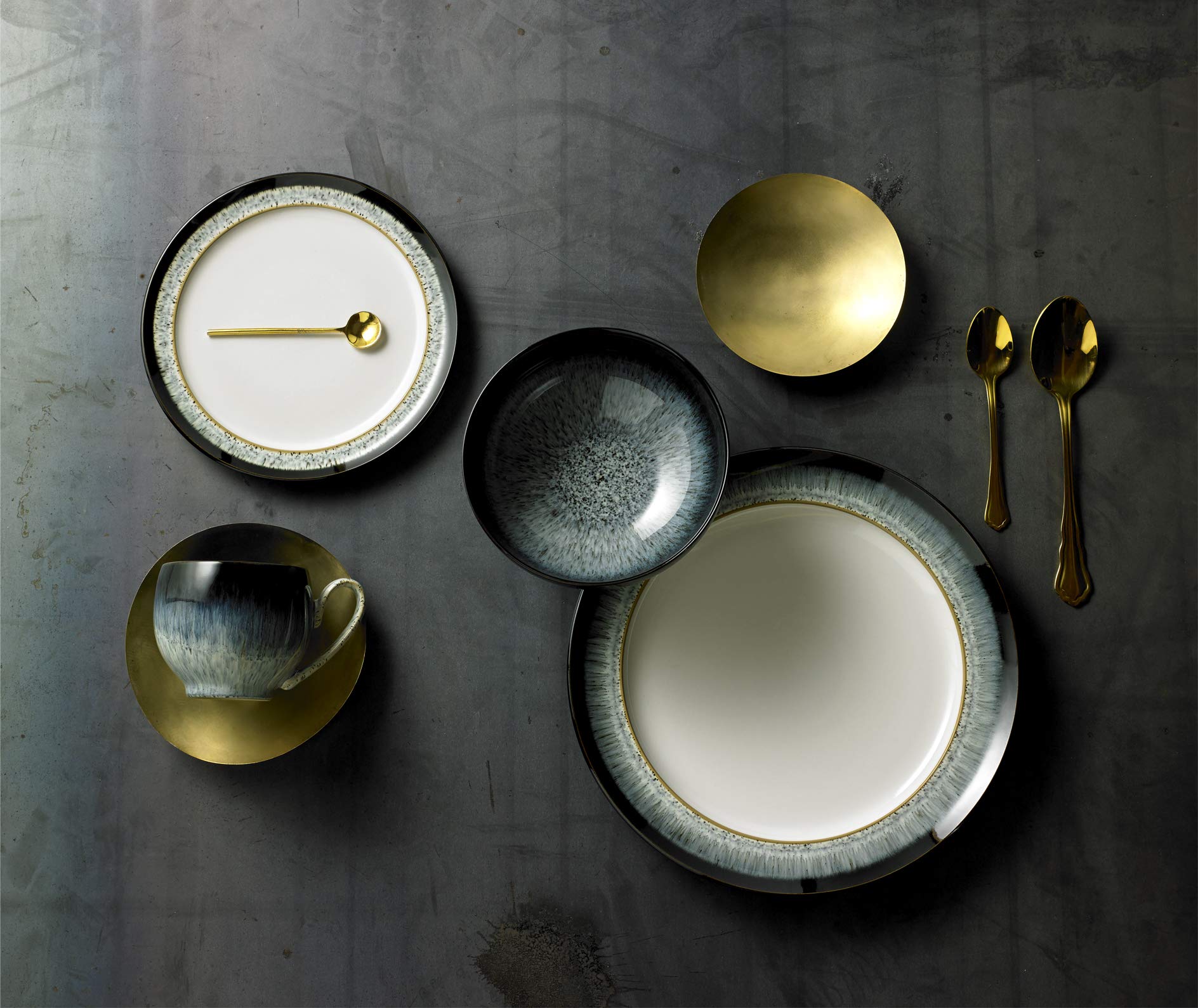 Denby Halo Soup & Cereal Bowl Set of 4 - Stoneware Dinnerware for Soup, Cereal, Pasta - Perfect for Family Meals, Restaurants & Daily Use