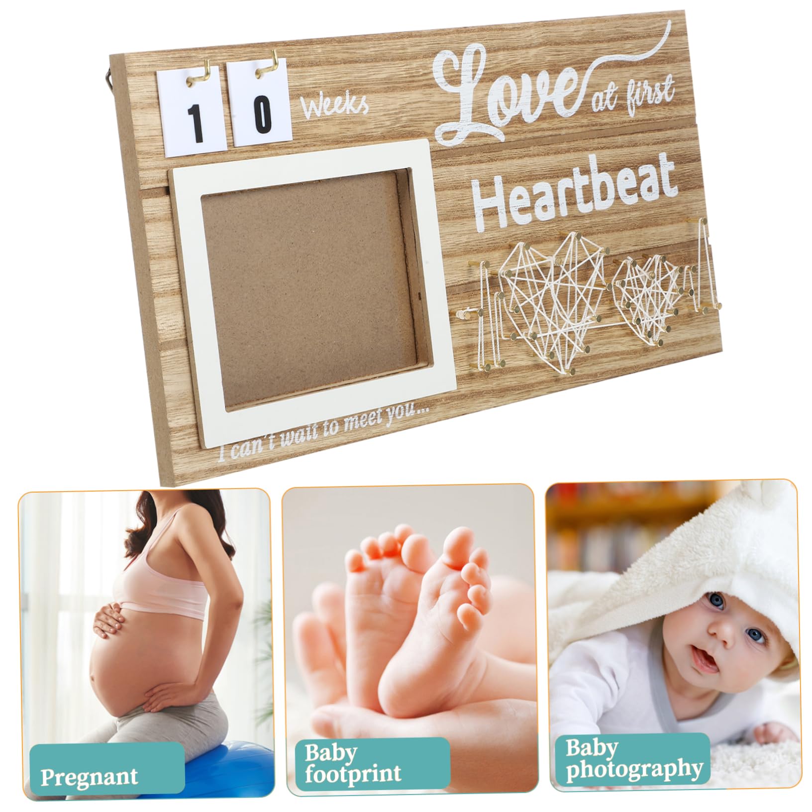 ORFOFE Wooden Baby Sonogram Photo Album & Picture Frame - Handcrafted Keepsake for Baby Showers, Newborn Announcements, and Family Memories