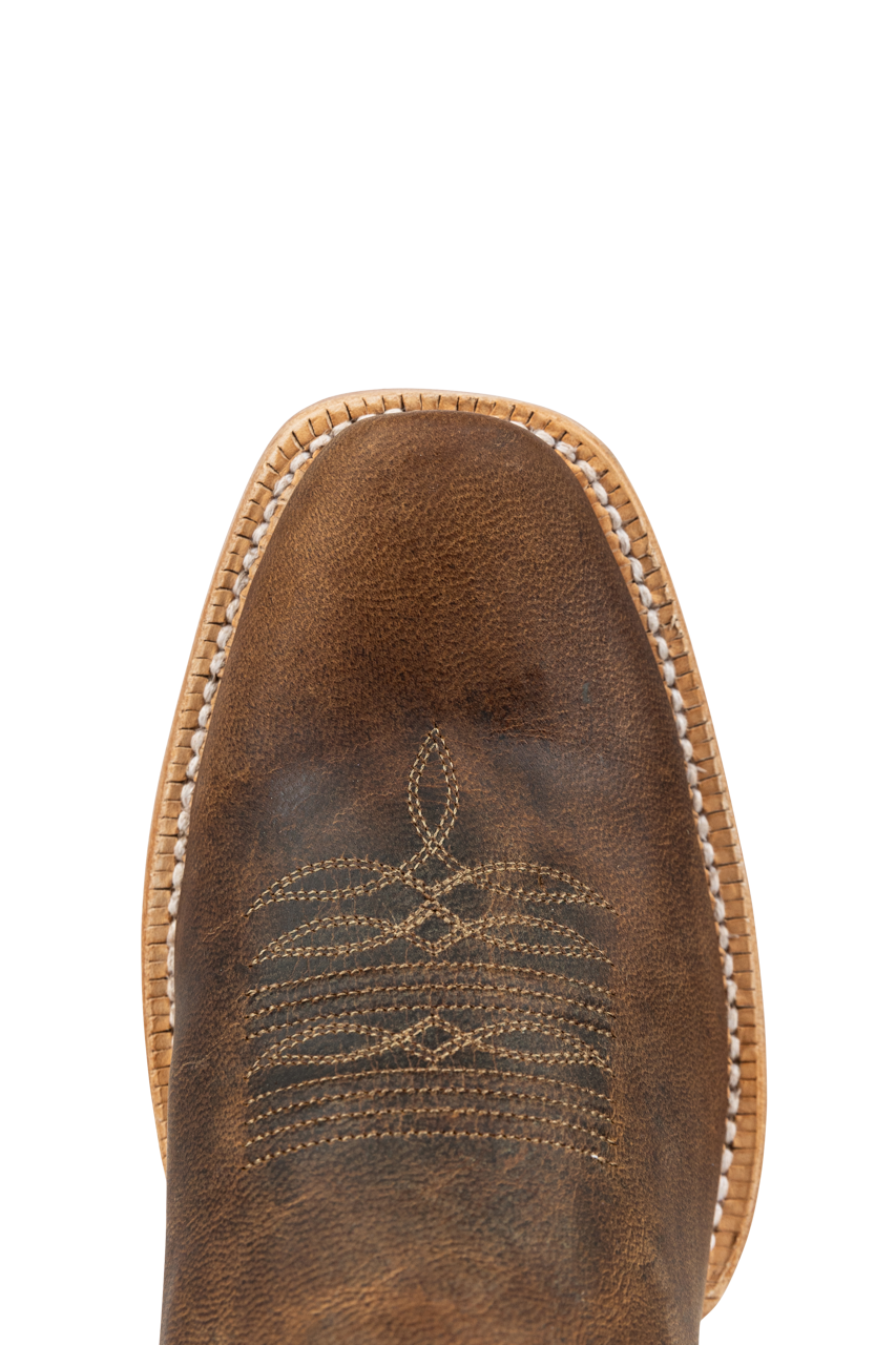 R. Watson Genuine Leather Goat Cowboy Boots for Men - Tan Western Boots for Country Riding, Line Dancing & Rodeo Events