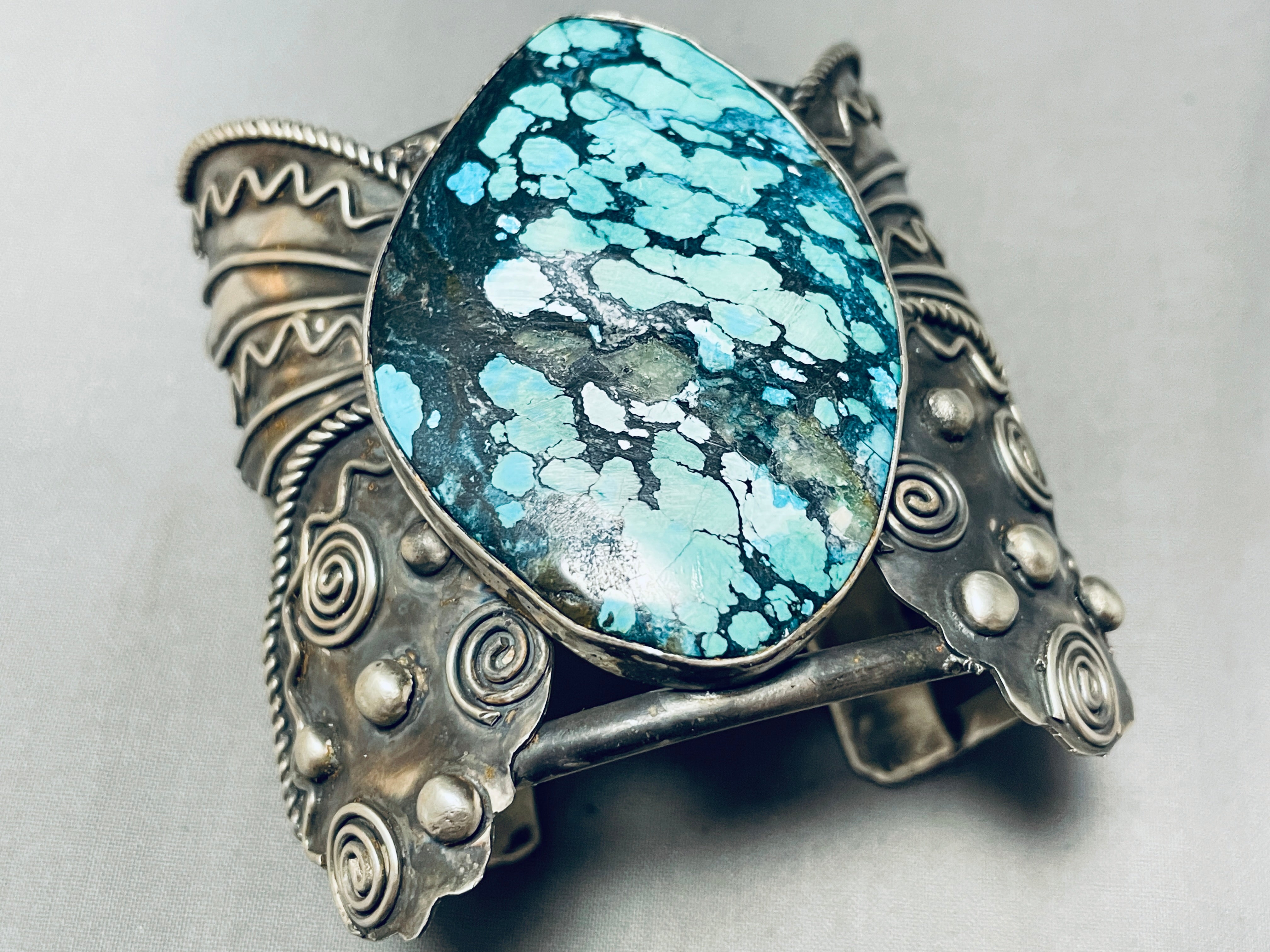 Authentic Navajo Butterfly Turquoise Sterling Silver Cuff Bracelet - 138 Grams - Handmade Native American Jewelry for Women - Perfect for Boho, Western & Festival Fashion