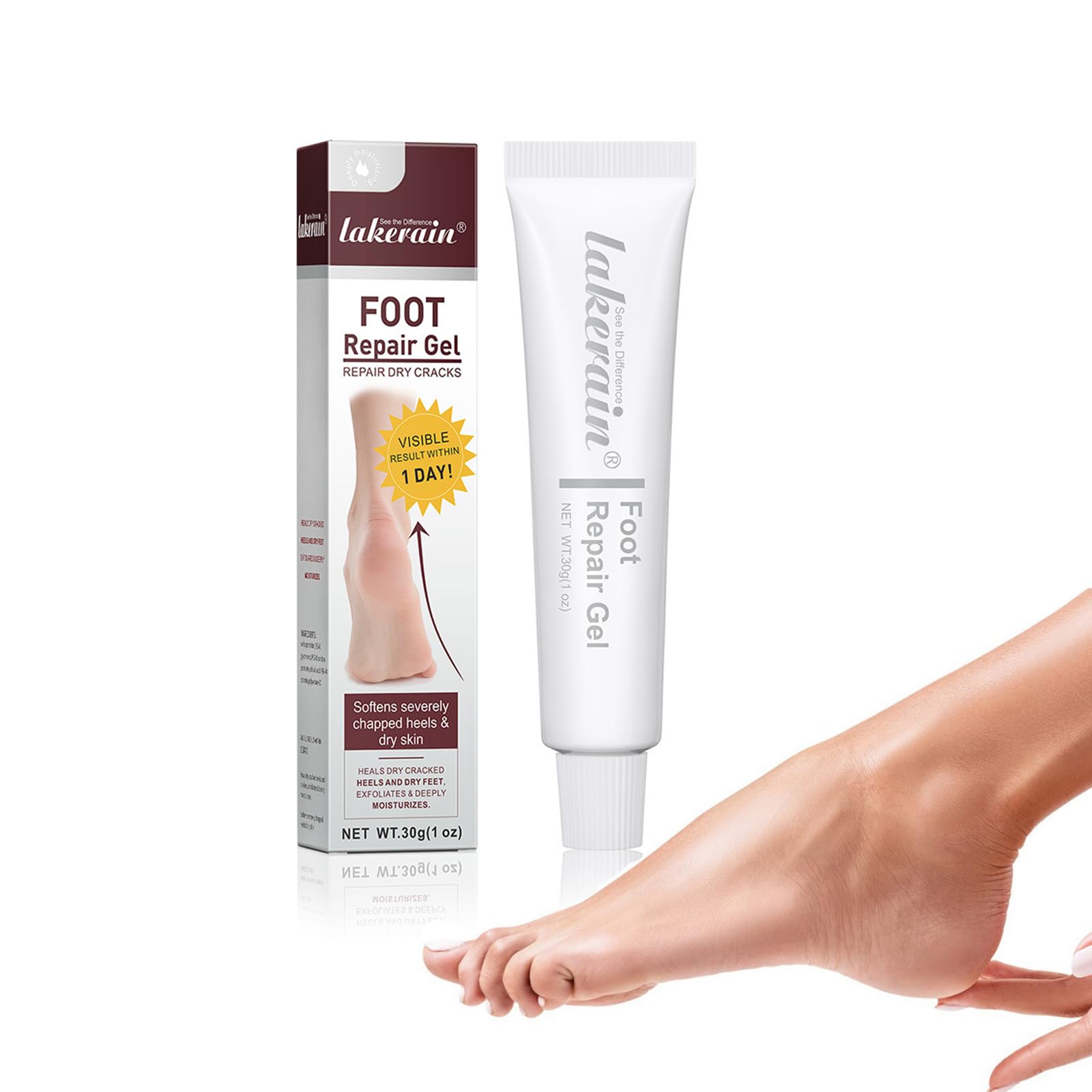 Miracle Foot Repair Cream for Dry Cracked Heels - Fast Healing Foot Gel Softens & Moisturizes Severely Chapped Skin, Exfoliates Dead Skin - Visible Results in 1 Day - Perfect for Pedicures, Winter Foot Care & Diabetic Foot Relief