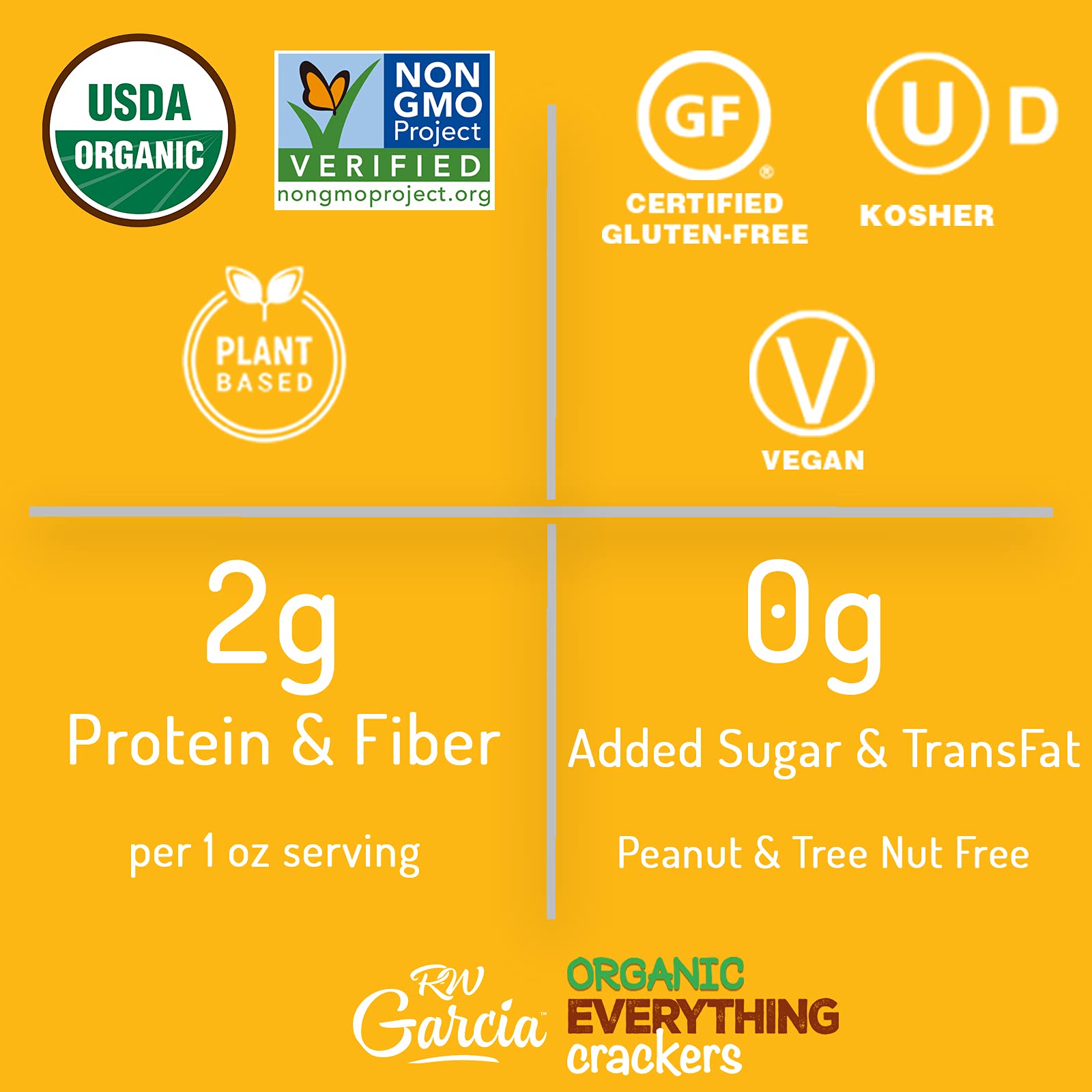 Organic Gluten Free Everything Crackers by RW Garcia - 5.5oz (6 Pack) | Healthy Snack for Parties, School Lunches & On-The-Go Eating