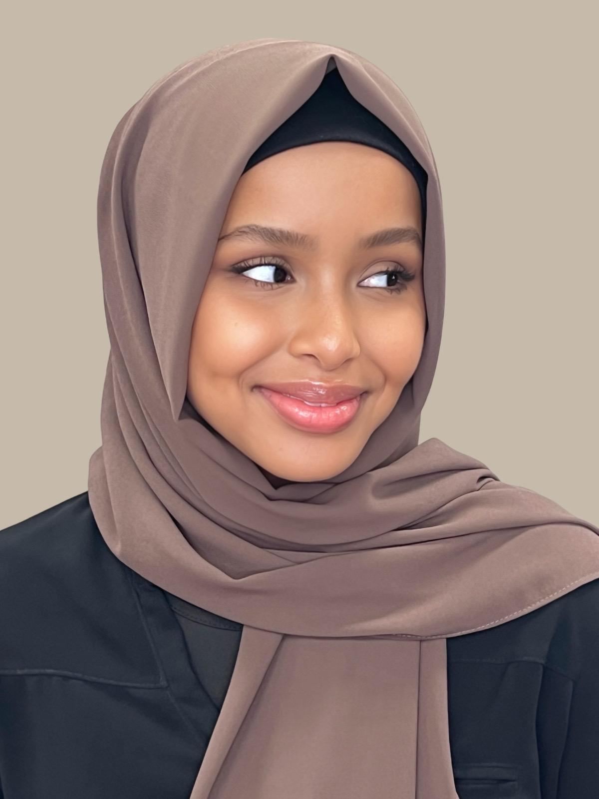 Classic Walnut Brown Chiffon Hijab Scarf - Lightweight & Breathable for Women - Perfect for Daily Wear, Prayer, and Special Occasions