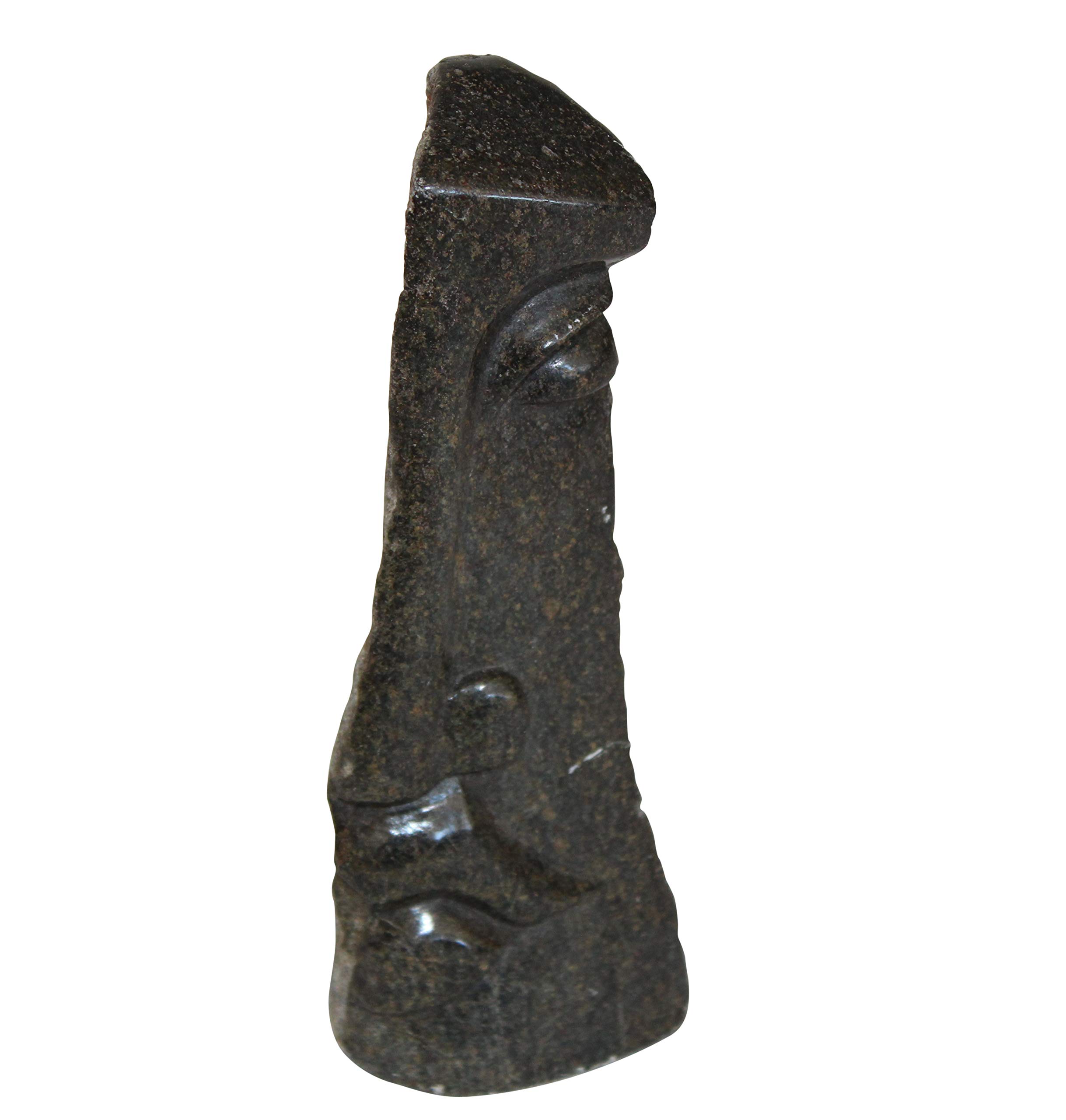 Modern Abstract Stone Face Sculpture - Hand Carved African Cubist Statue for Home Decor | Tall Art Piece for Living Room, Office & Garden Display