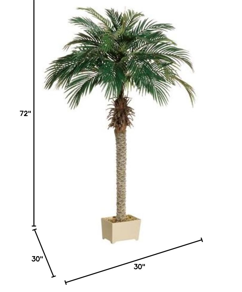 Premium 6ft Artificial Green Phoenix Palm Tree in Decorative Rectangular Plastic Pot - Set of 2 - Perfect for Home, Office, and Indoor/Outdoor Decor