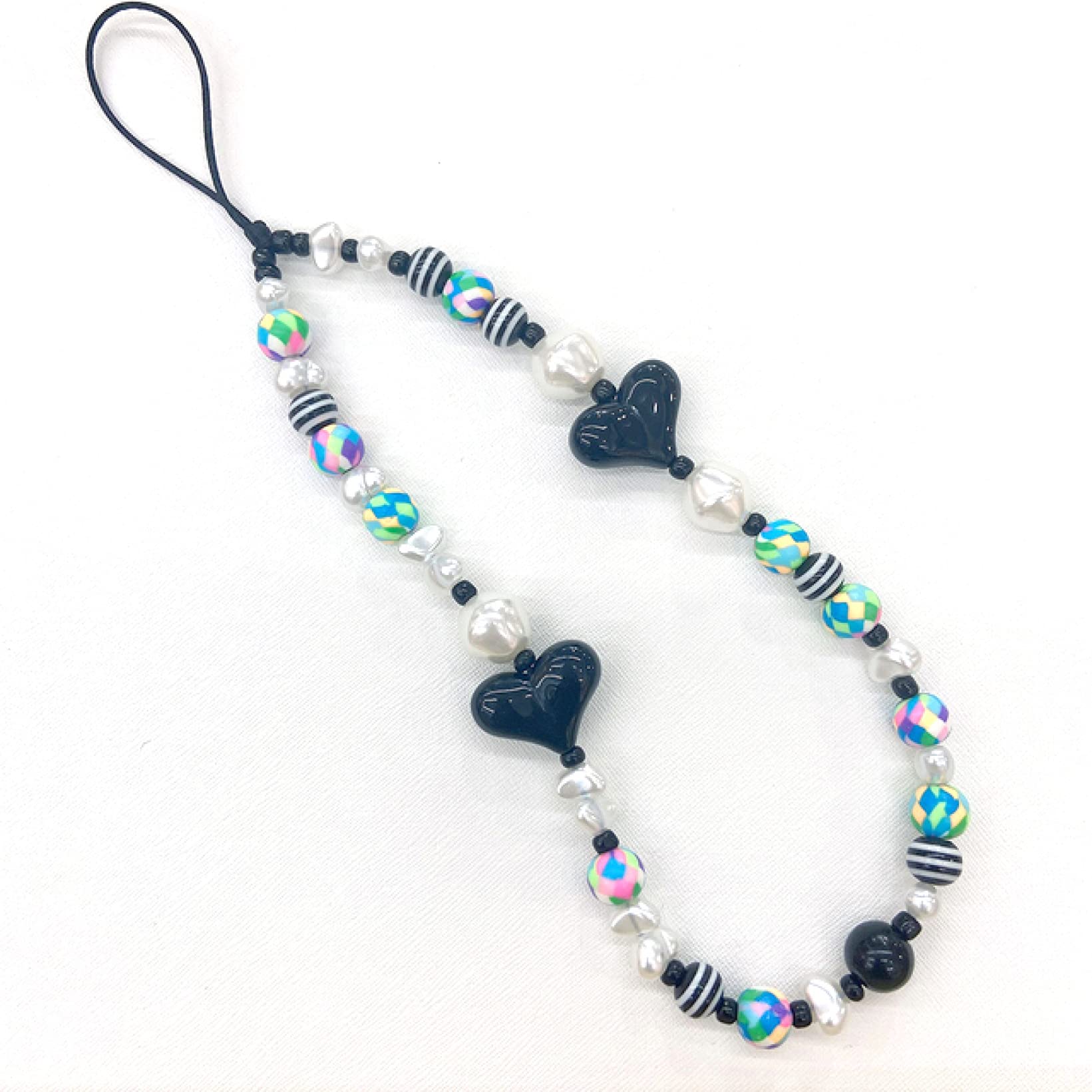 Stylish Summer Colorful Beaded Phone Lanyard for Women & Girls - Bohemian Heart Pearl Phone Charm with Adjustable Cord | Perfect for Phone Accessories, Keychains & Gift Giving
