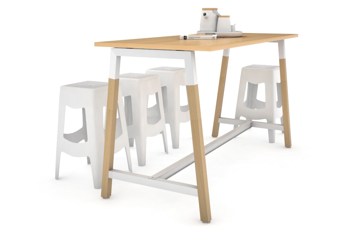 Sturdy Quadro A Legs Counter Table with Wooden Legs & Cross Beam - 925H Model [1800L x 700W] - Perfect for Restaurant, Bar, or Home Kitchen Countertops