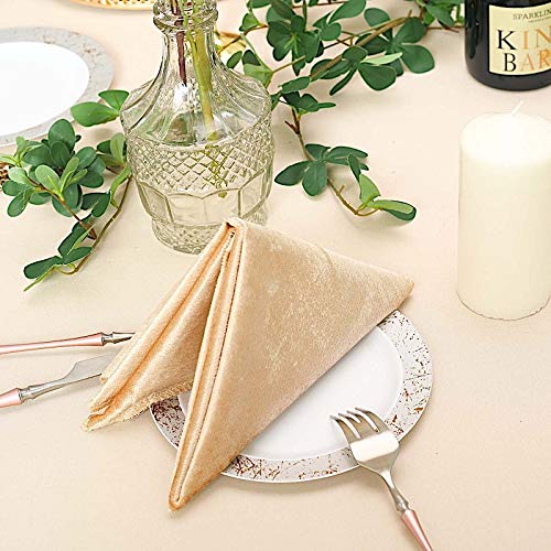 100-Pack Premium Champagne Velvet Napkins 20x20 Inch - Elegant Wedding, Party & Dinner Table Decorations - Luxury Event Linens for Catering, Banquets & Special Occasions
