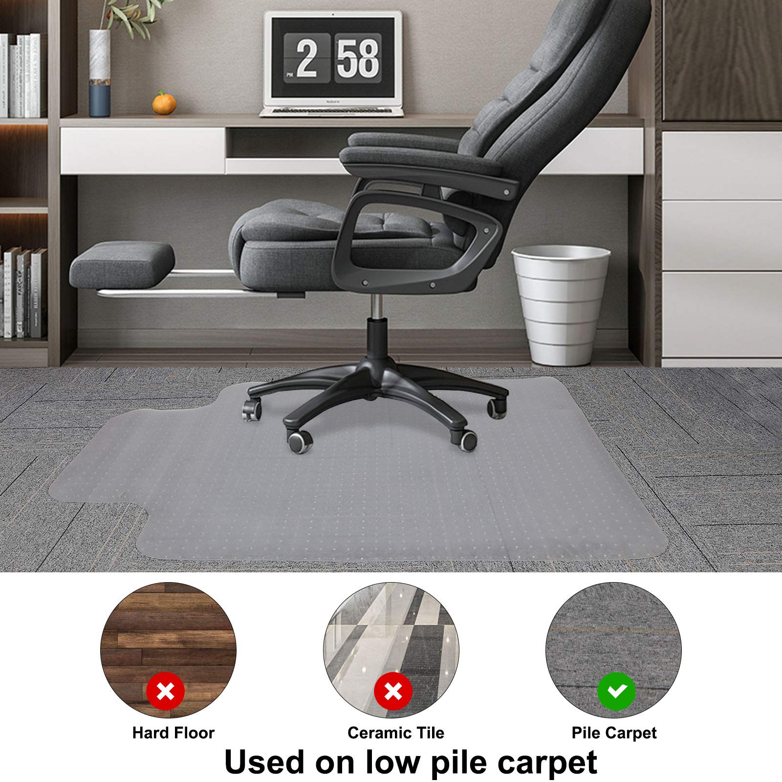 Thick Transparent Chair Mat for Low Pile Carpet - 36