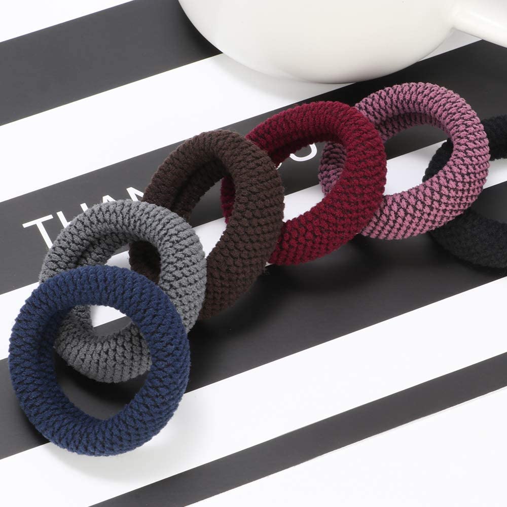 12 PCS Thick Hair Ties for Women & Girls - Soft Seamless Non-Slip Elastic Hair Bands for Ponytails & Headbands - Perfect for Thick, Heavy & Curly Hair - Great for Workouts, Yoga, School & Everyday Use