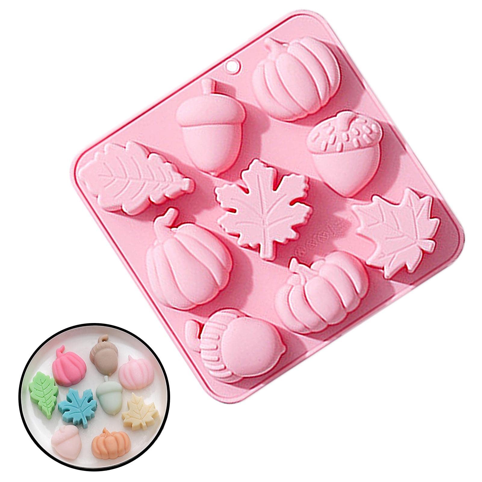9-Piece Fall Fondant Molds Set - Pumpkin, Leaf & Acorn Silicone Molds for Baking, Autumn Harvest Theme Cake Decorating - Perfect for Pudding, Chocolate, Hard Candies & Desserts (Halloween, Thanksgiving Party Decor)