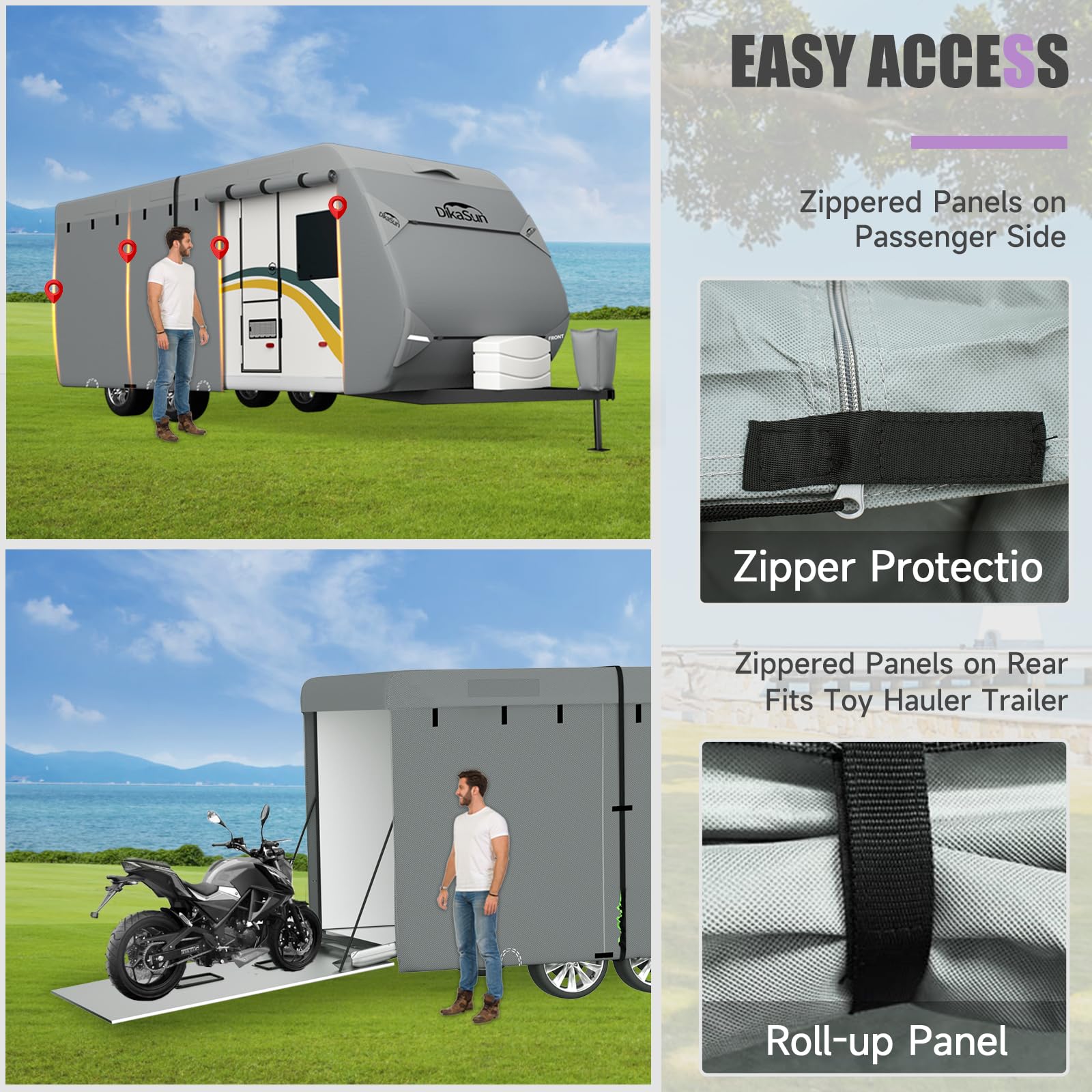 Upgraded 7-Layer Waterproof RV Cover for 27-30 ft Travel Trailers & Toy Haulers | Includes Tongue Jack & Gutter Protection | All-Weather Protection for Camping, Storage & Outdoor Adventures