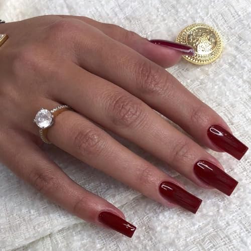 glossy burgundy red