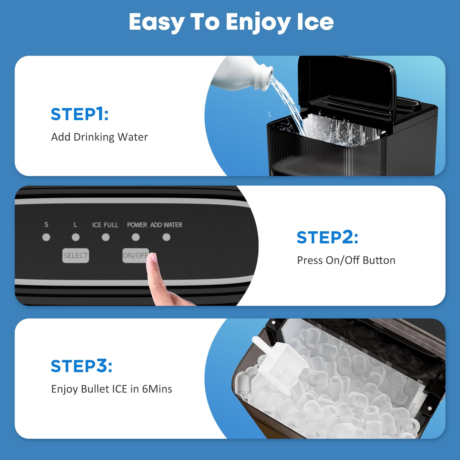 Portable Ice Maker Machine - 35lbs/Day, 9 Ice Cubes in 6 Minutes, Self-Cleaning Countertop Ice Maker with 2 Ice Cube Sizes (Bullet & Cube) & Scoop Basket - Perfect for Home Kitchen, Office, RV Camping, Parties & Bars