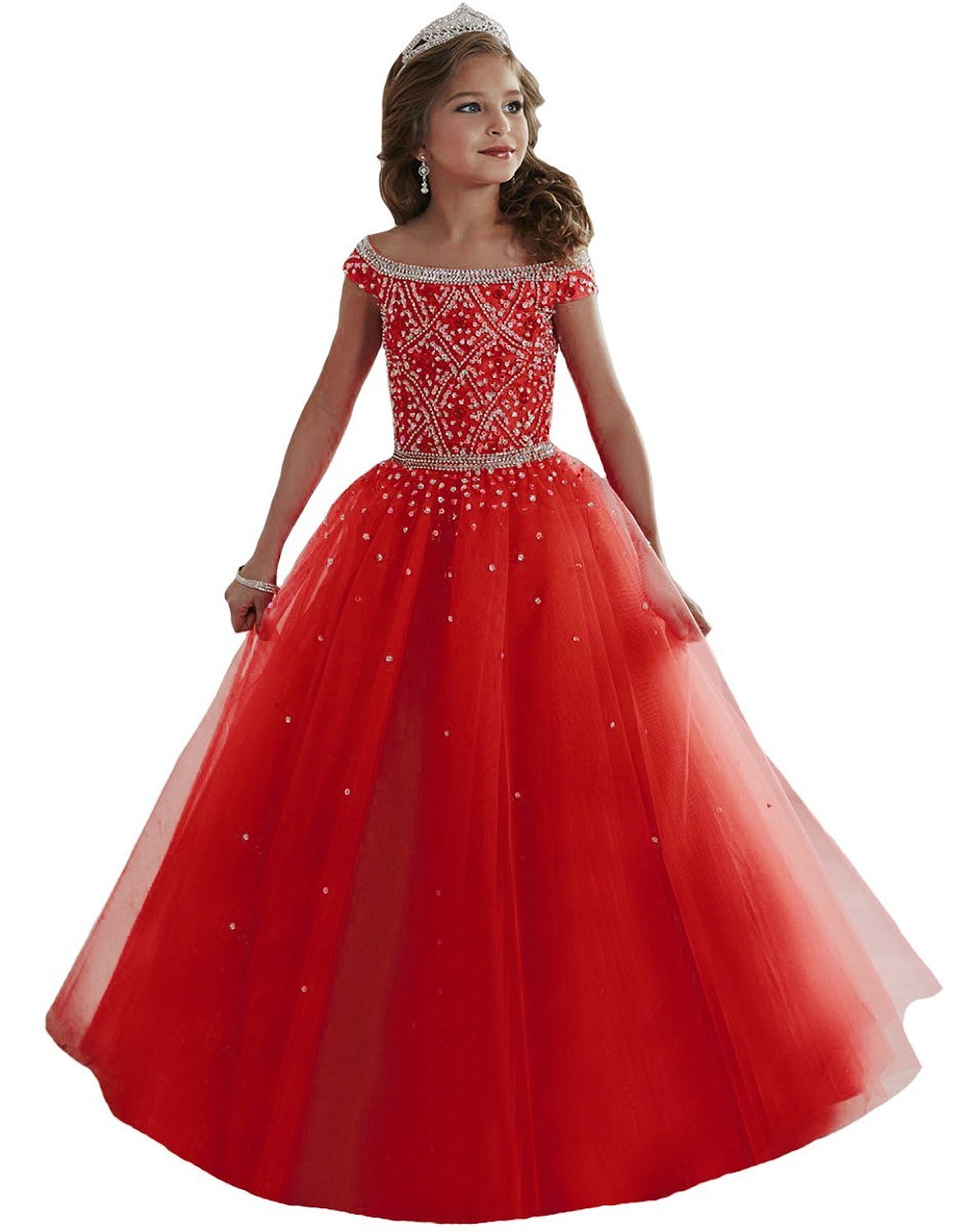 Little Girls Princess Birthday Party Ball Gowns - Cute Puffy Beaded Quinceanera Pageant Dress for Kids | Perfect for Birthday Celebrations, Pageants, and Special Occasions