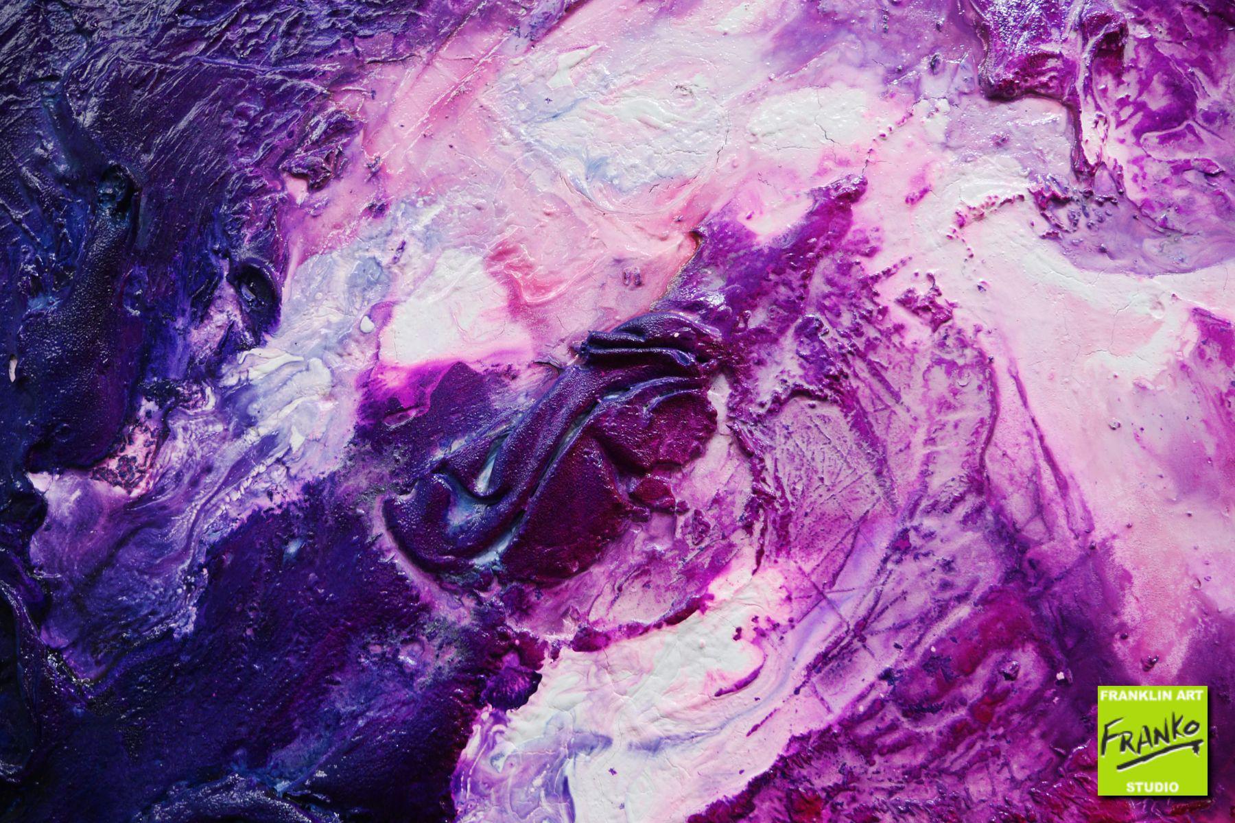Atomic Colour Bomb 200cm x 80cm Pink Purple White Textured Abstract Canvas Art - Modern Wall Decor for Living Room, Bedroom & Office