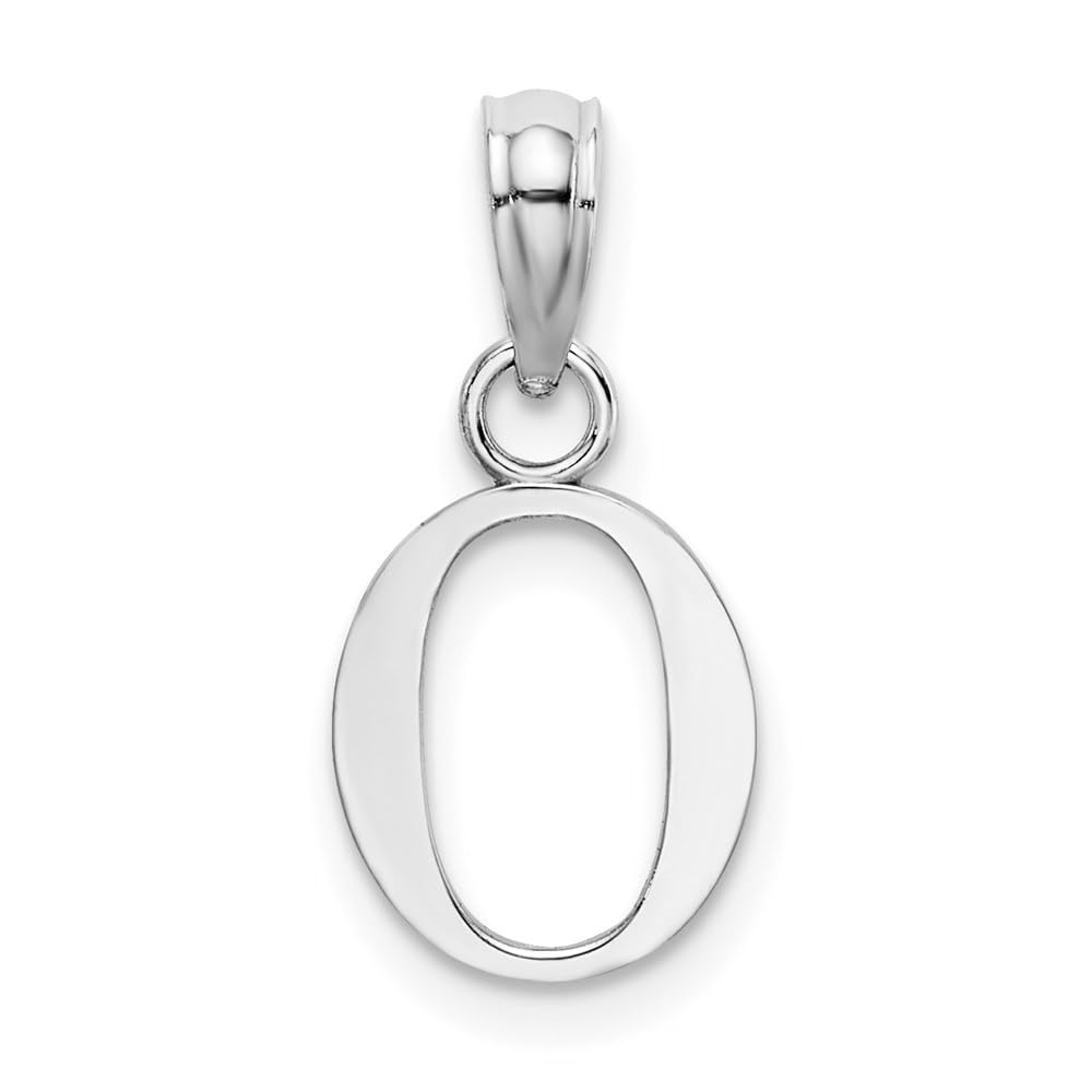 14K White Gold Polished Block Letter O Initial Pendant Necklace - Elegant Personalized Jewelry Gift for Women - Perfect for Birthdays, Anniversaries & Special Occasions