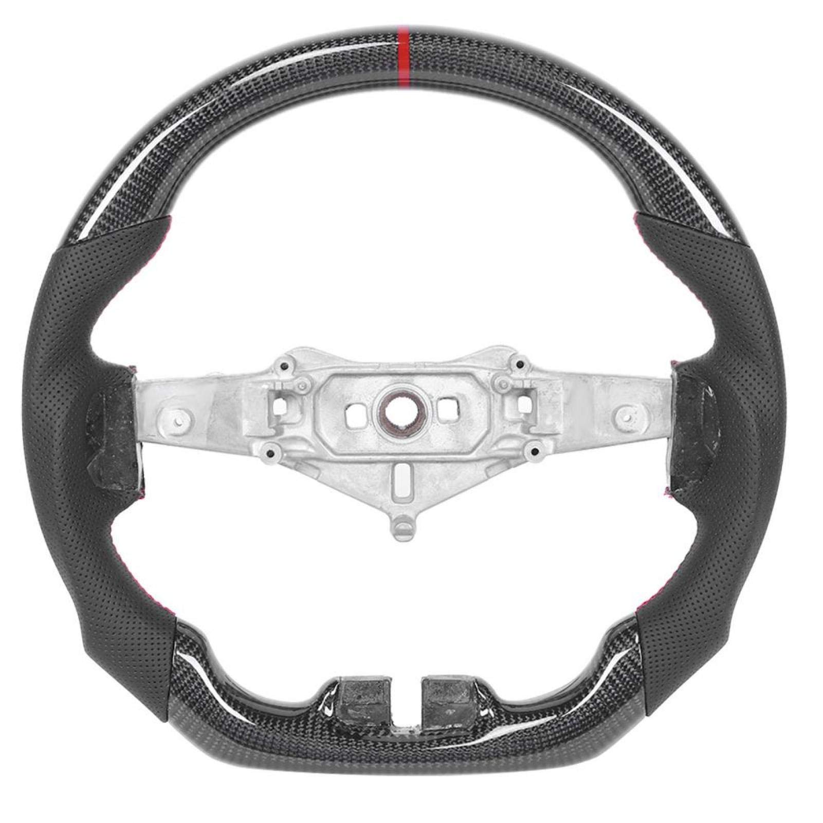 Premium Nappa Perforated Leather Steering Wheel with Red Stitching & Carbon Fiber Trim - Compatible with Jeep Wrangler JK/JKU Models - Perfect for Off-Roading & Daily Driving