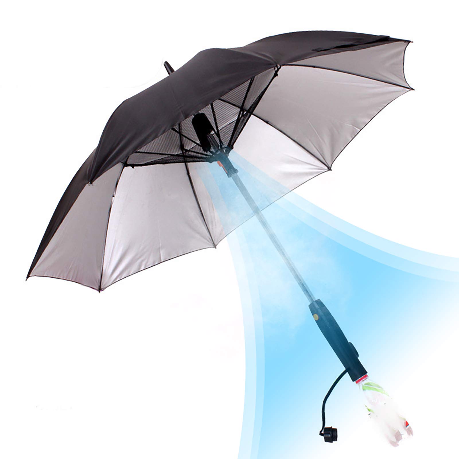 UV Protection Sun Umbrella with Built-in Spray Fan & Water Bottle Holder - Portable Multi-Function Rain Umbrella for Beach, Hiking, and Outdoor Activities