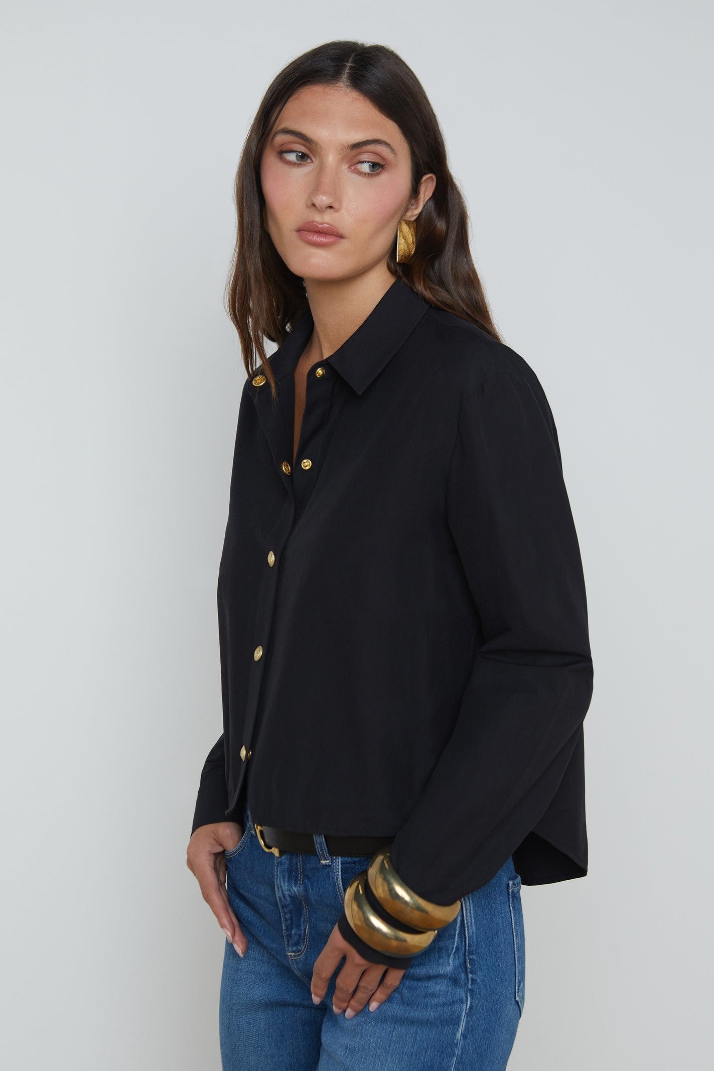 L'Agence Cossette Women's Button Down Shirt - Classic Long Sleeve Blouse for Work, Office & Casual Wear | Stylish & Comfortable Top for Everyday Outfits