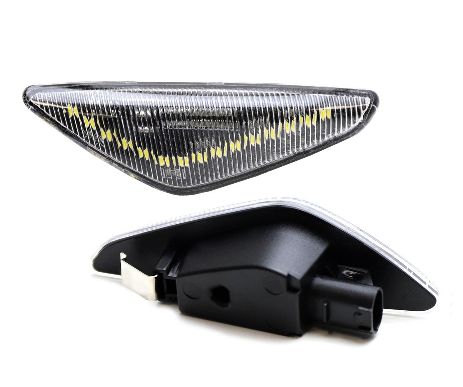 BMW X3 X5 X6 Clear V-Shaped LED Front Fender Side Marker Lights - White Bright DRL Turn Signal for Enhanced Visibility & Style | Perfect for Night Driving & Custom Car Upgrades