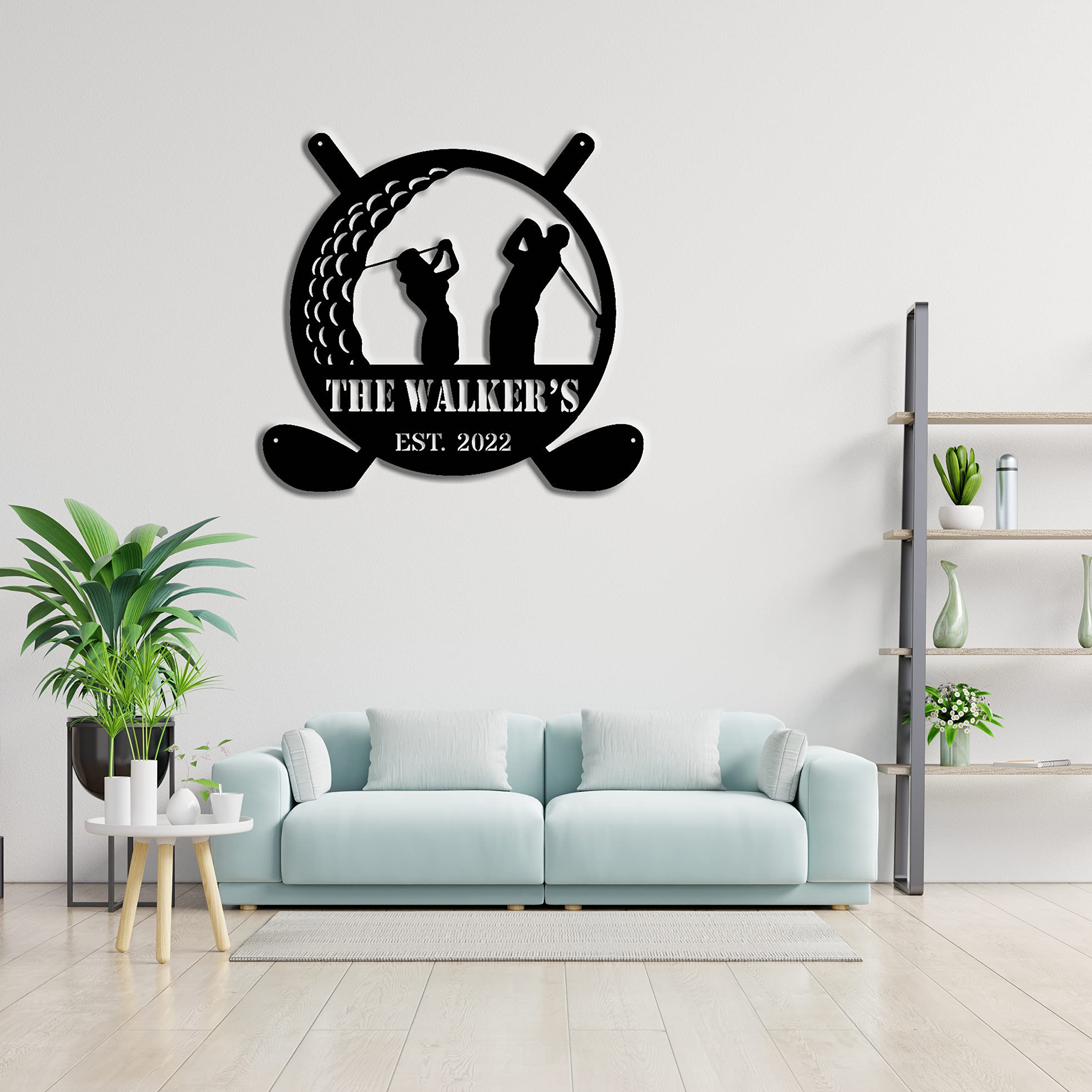 Custom Personalized Golf Sign - 19th Hole Metal Wall Art with Name & Monogram | Unique Golf Ball Gift for Men & Family | Perfect for Man Cave, Home Office or Golf Club Decor