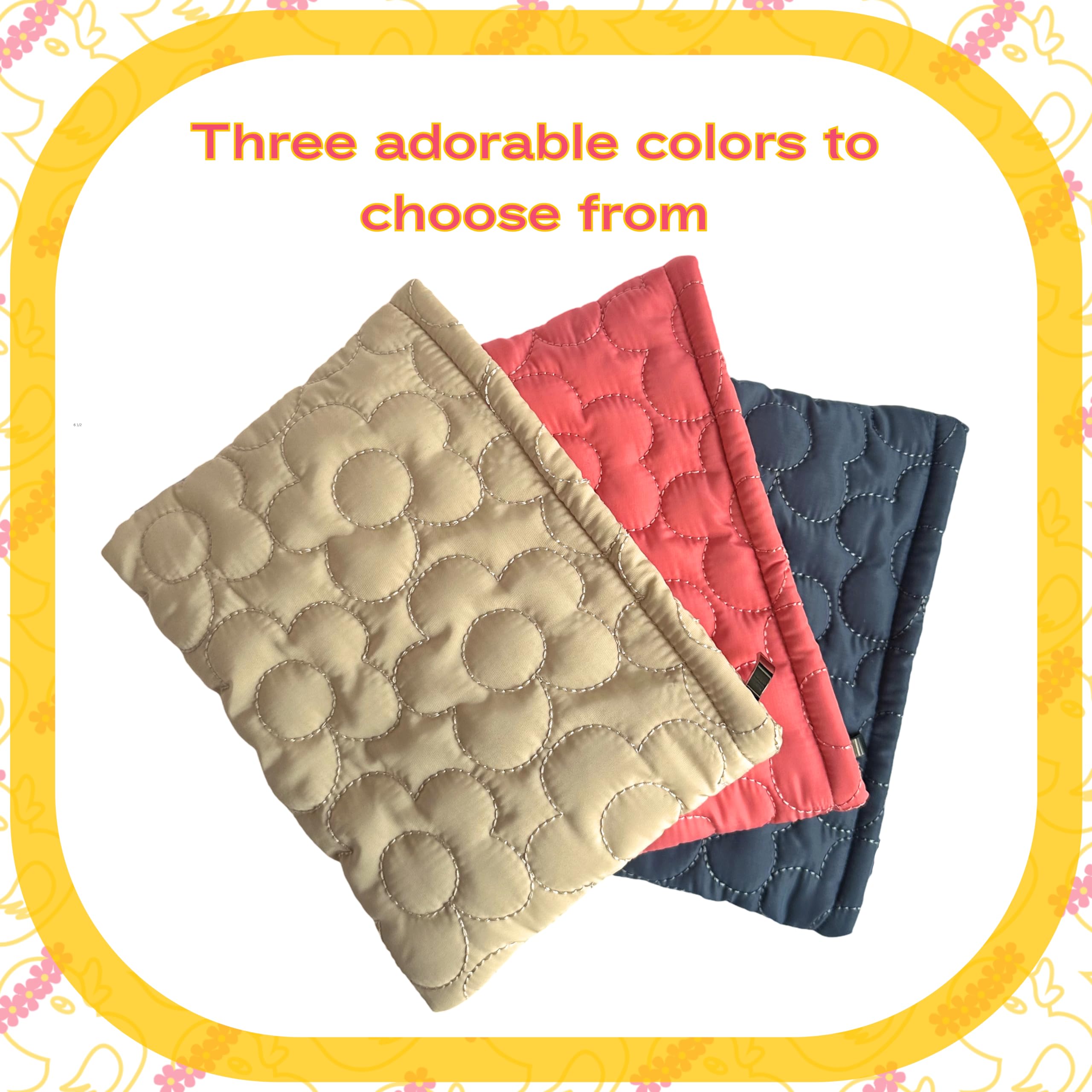 Quilted Flower Makeup Bag for Women - Cosmetic Organizer Pouch for Purse & Travel
