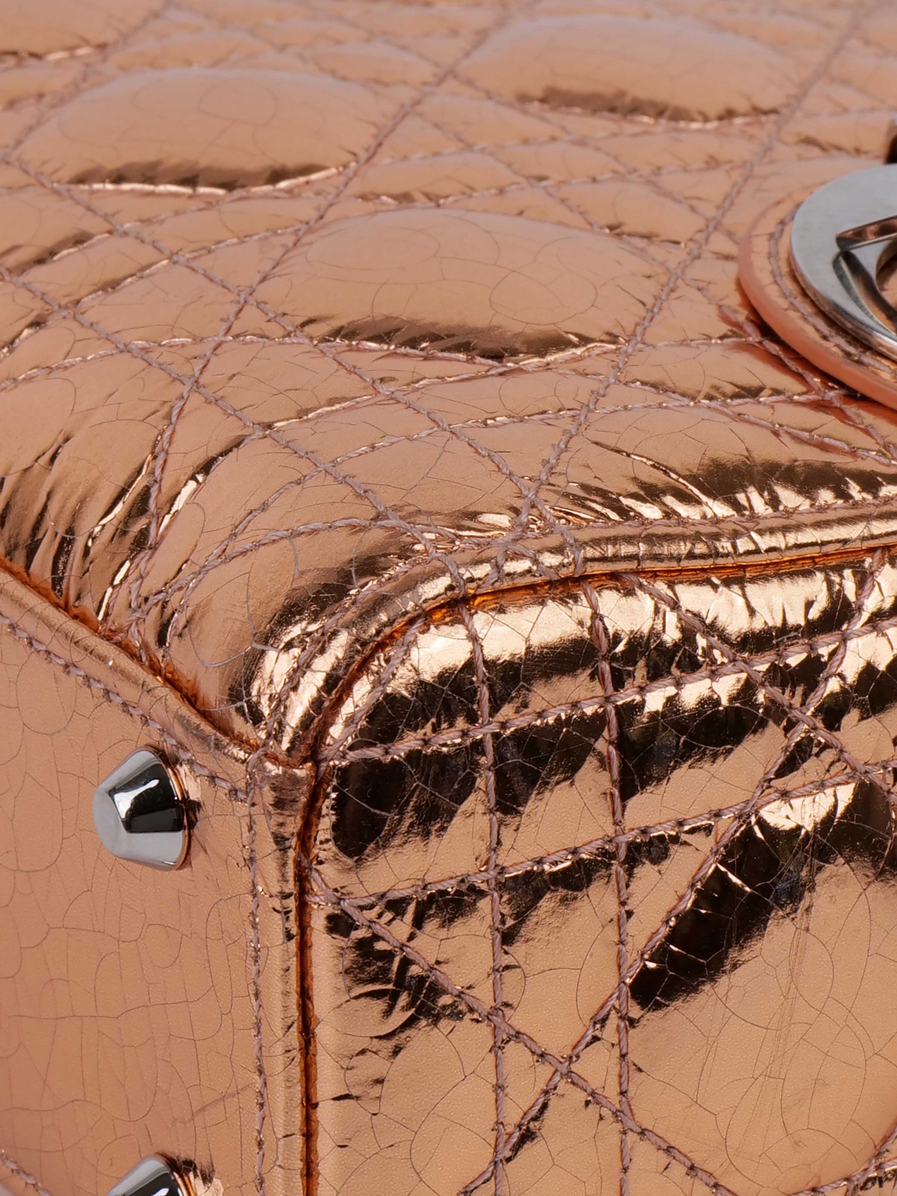 Dior Mini Lady Dior Handbag in Copper Metallic | Luxury Crossbody Bag for Women | Perfect for Parties, Dates & Special Occasions