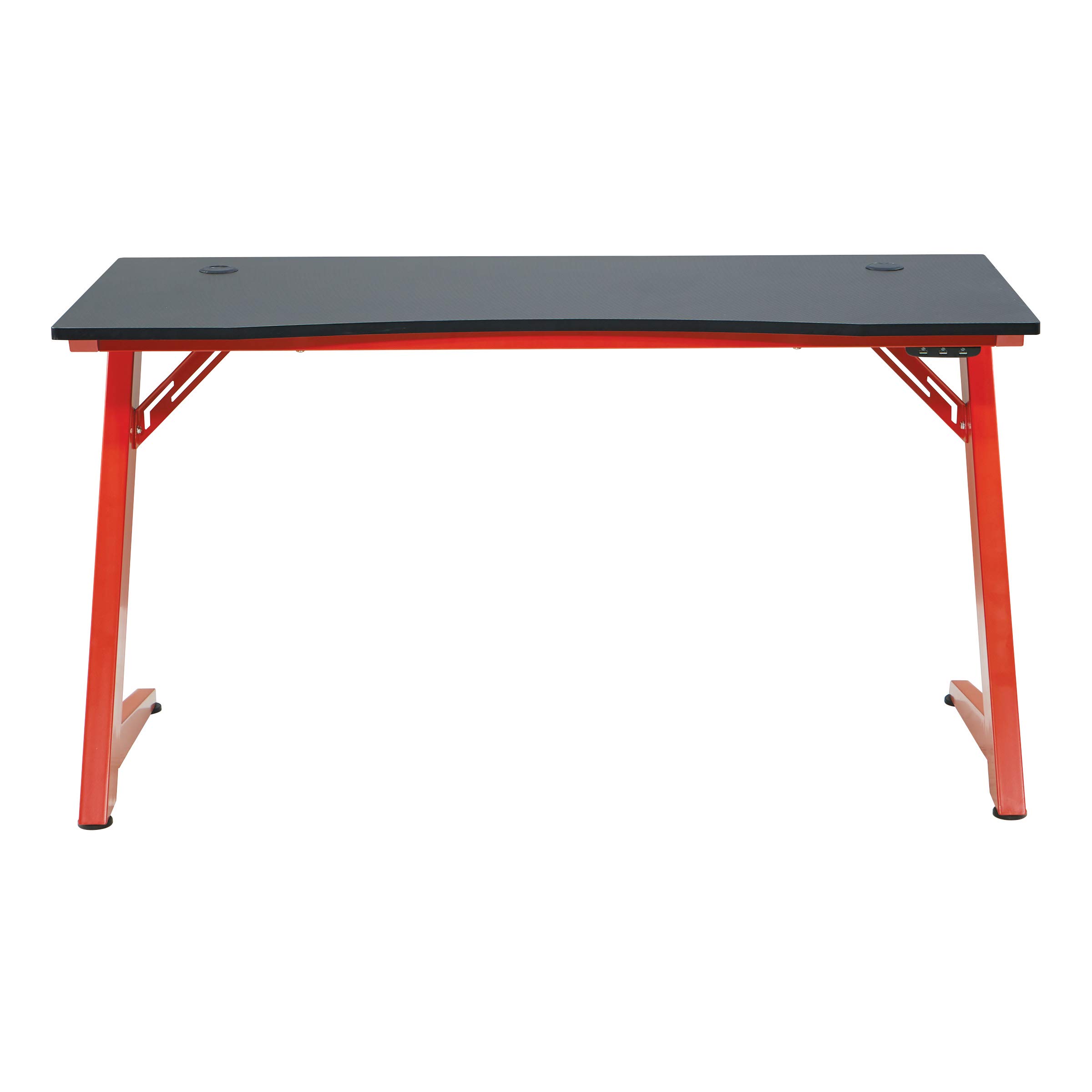 OSP Home Furnishings Beta Battlestation Gaming Desk with Bluetooth RGB LED Lights, Matte Red - Ergonomic Computer Desk for Streaming & Esports - Perfect for Gaming Setup, Home Office & Workstation