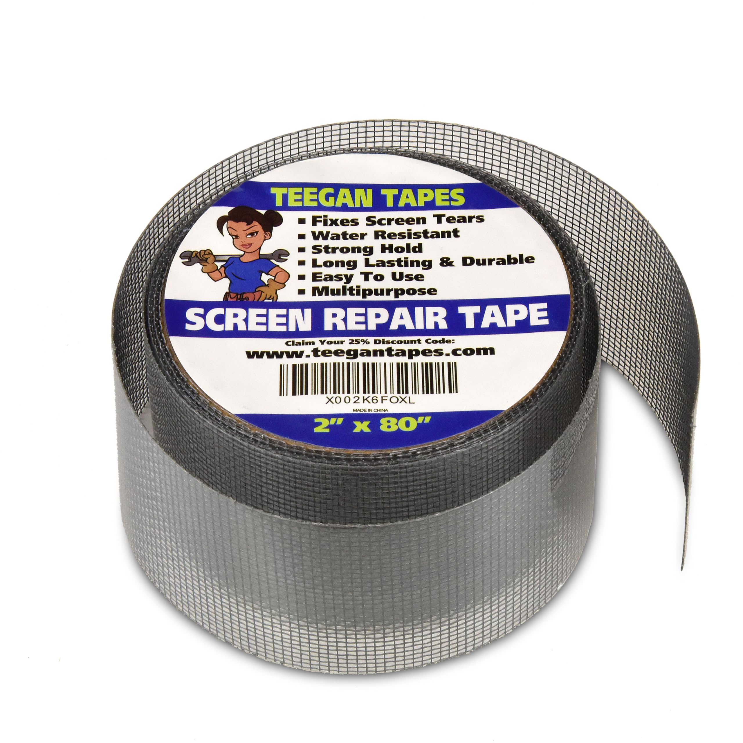 Gaffer Power Fiberglass Screen Repair Tape - 2 Inch x 6.7 Feet | Strong Adhesive Mesh Tape for Window & Screen Repairs | Durable Wire Mesh Covering | Perfect for Home, RV, and DIY Screen Fixes